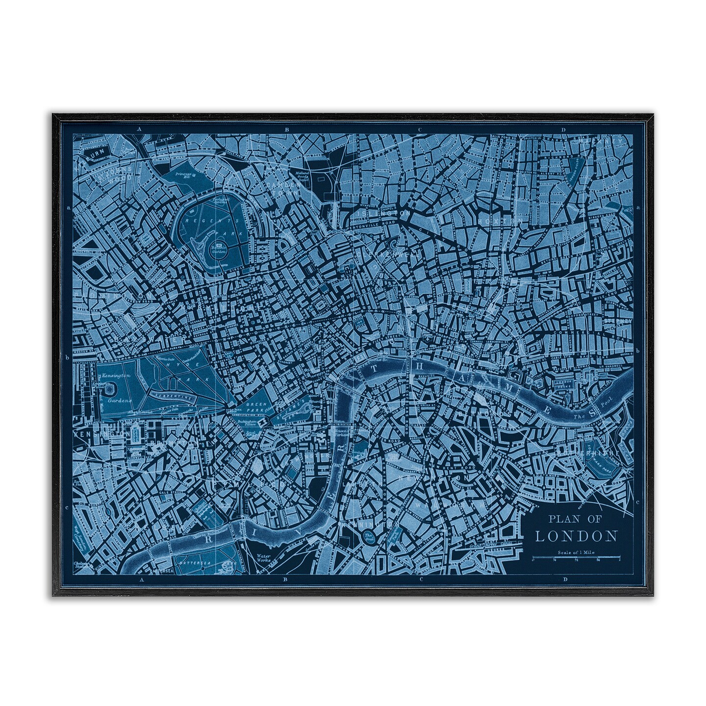 Stupell Industries Blue Detailed London Map Framed Giclee Design by Phillipa Katz
