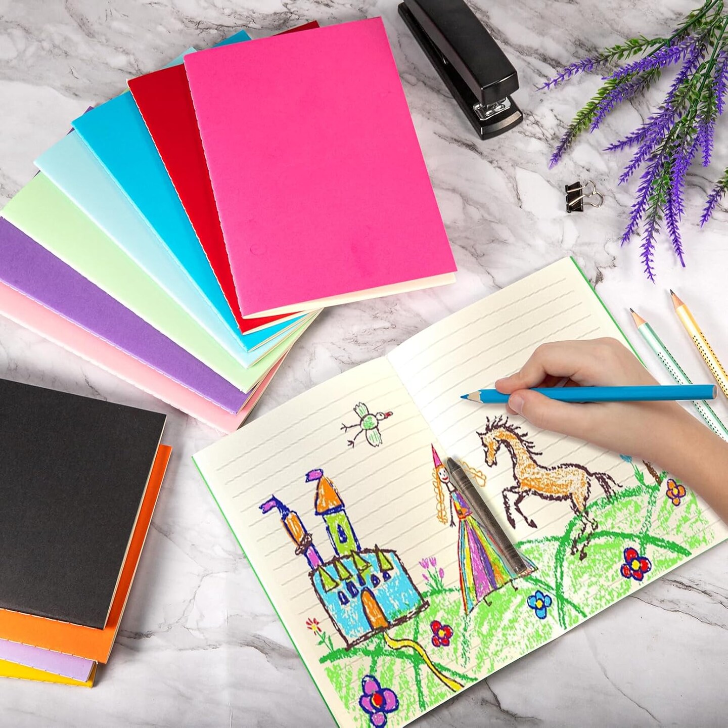 12 Pack Colorful Notebook Journals Bulk,A5 lined Journal,Sketchbook Subject Note Pad for Travelers Office Drawing Writing,Travel Journal Notebook Notepad,60 Pages