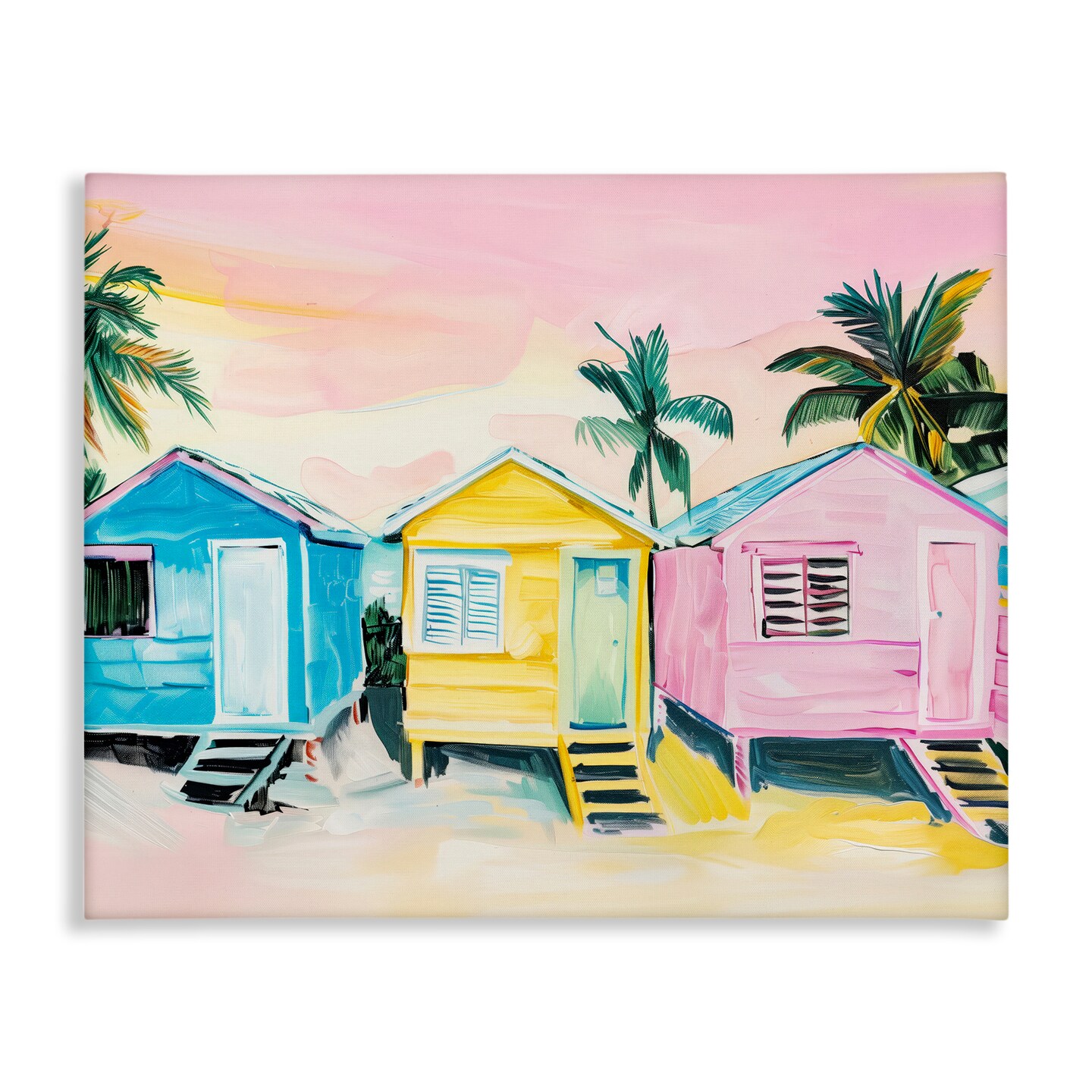 Stupell Industries Pastel Tropical Beach Cabins Canvas Design by Arlington Prints
