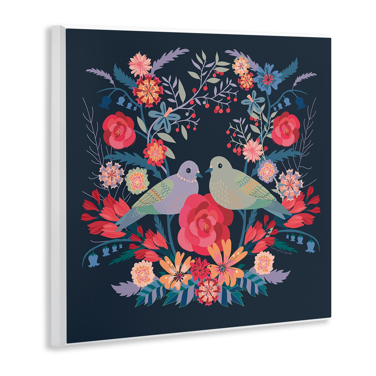 Stupell Industries Symmetrical Birds & Flowers Wall Plaque Design by Verbrugge Watercolor