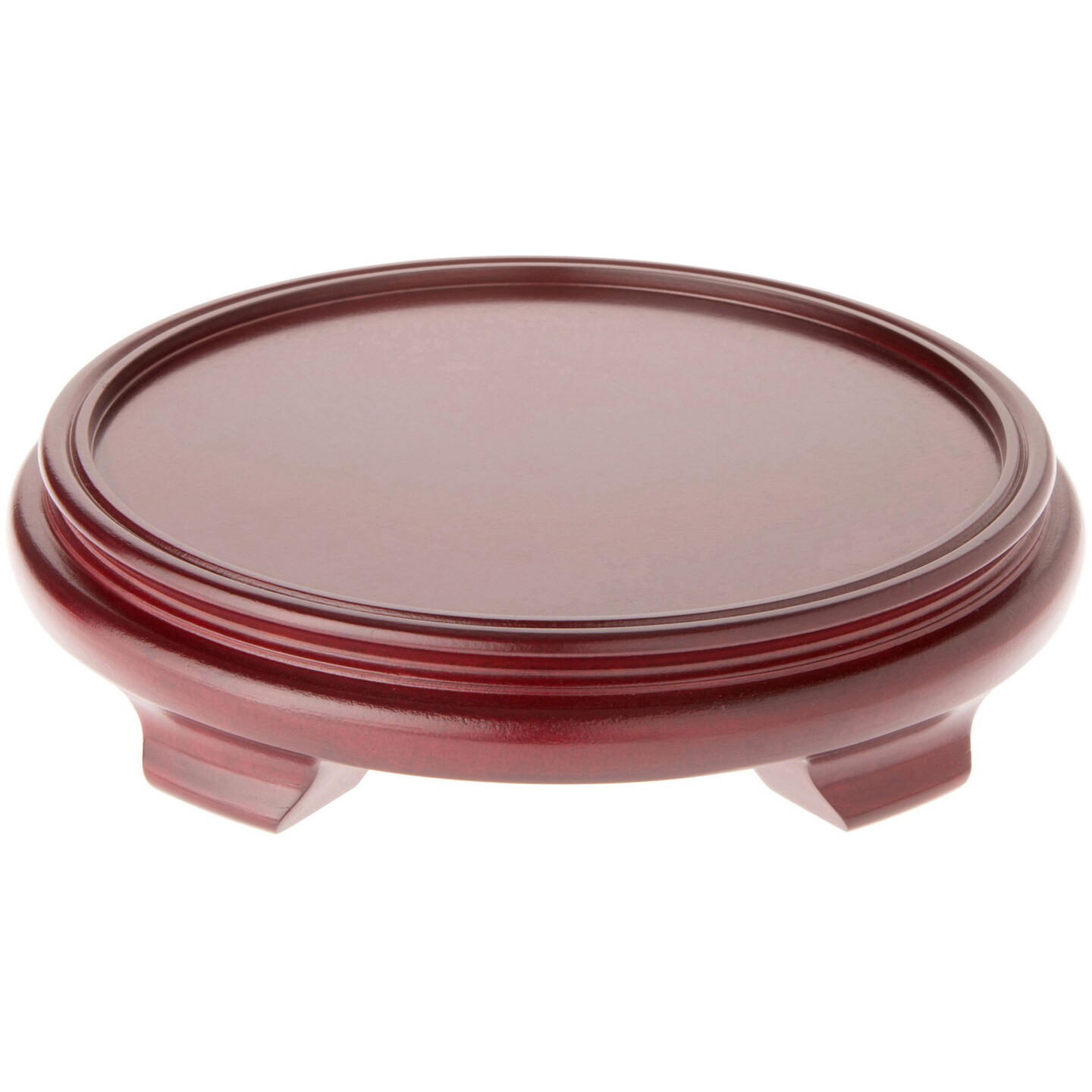 Plymor Red Round Wood Veneer Footed Display Base, 12" W x 12" D x 2.75" H (10" Display Diameter)