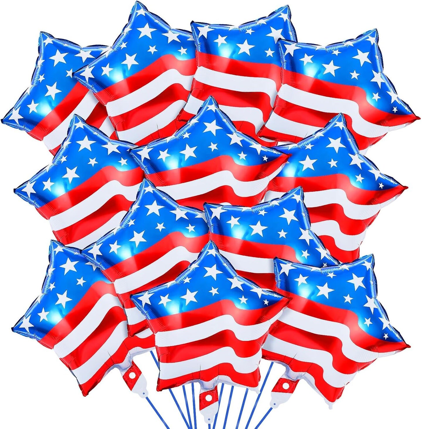 30Pcs 4th of July American Flag Balloons 18 inch Red White and Blue Star Foil Balloons