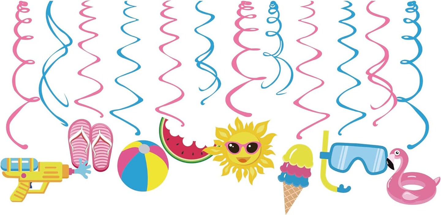 Pool Party Decorations,Summer Decor,Pool Hanging Swirl Decorations,Themed Birthday Party,Ceiling Decorations for Home,Classroom,Office