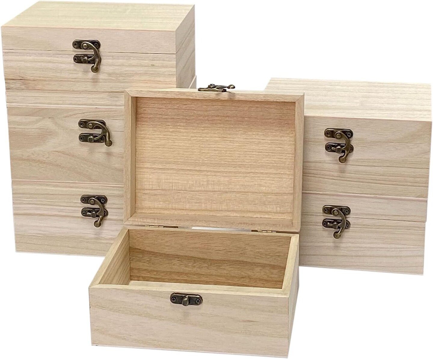 6 Pack Unfinished Wood Box Rectangle Crafts Wooden Box for Painting DIY Project (outer: 5 x 6.7 x 3.1 In)