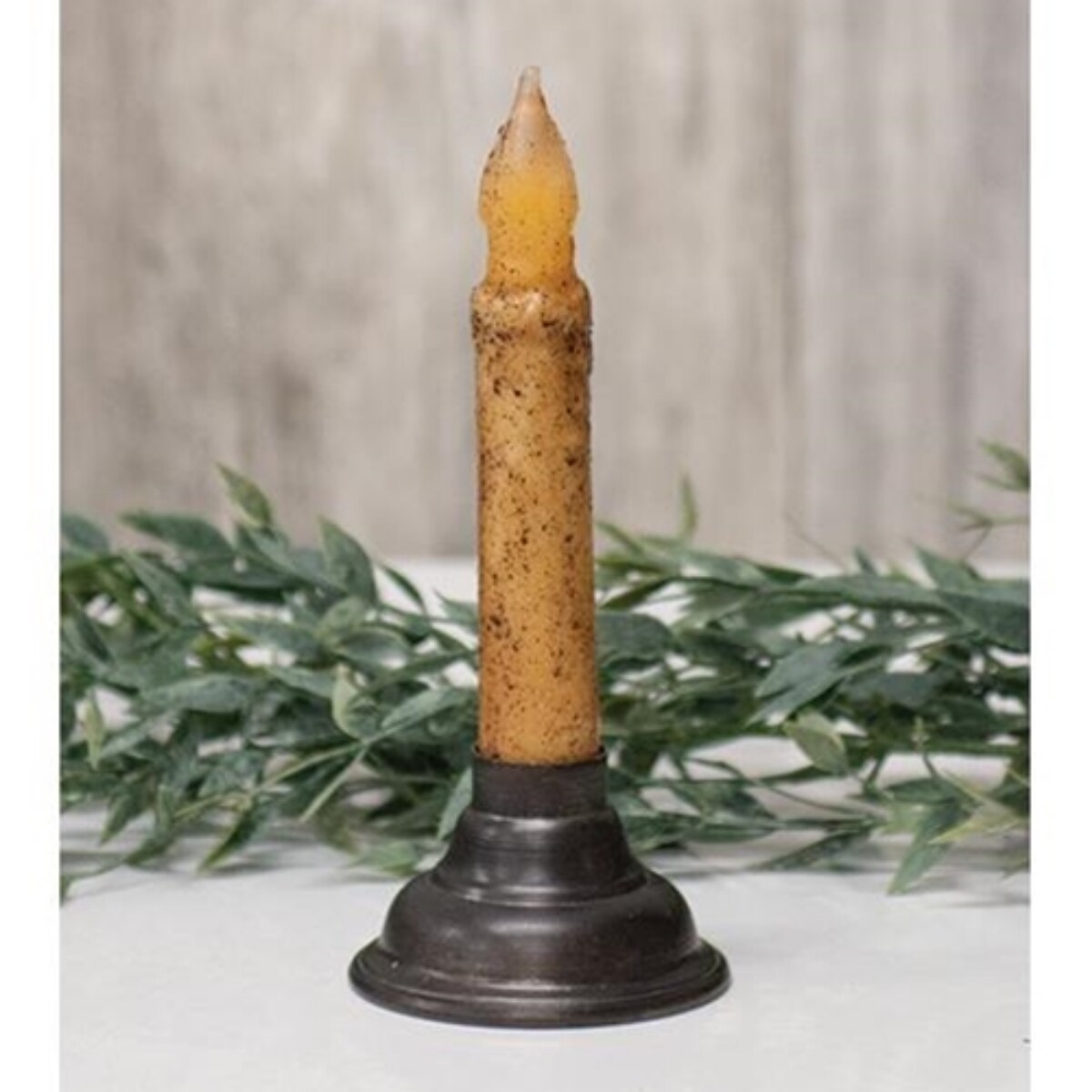 Black Galvanized Metal Oil Can Candle Holder and Rustic Taper Stand