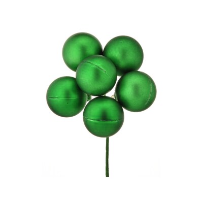 Matte Stemball Holiday Ornament Cluster | 60mm Bunch of 6 | Choose Green or Red -MTX31831