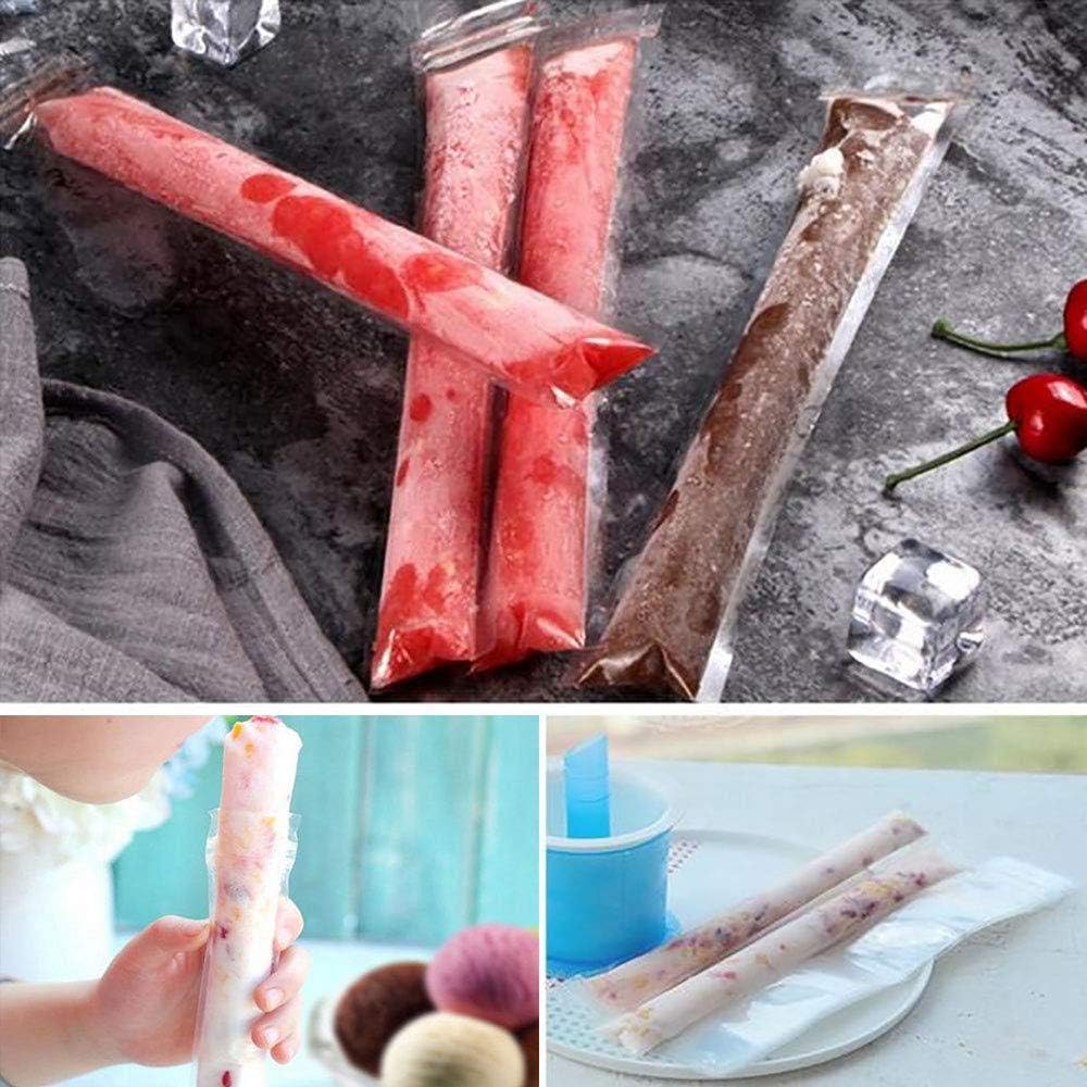 160 Disposable Ice Popsicle Mold Bags| BPA Free Freezer Tubes With Zip Seals | For Healthy Snacks, Yogurt Sticks, Juice &#x26; Fruit Smoothies, Ice Candy Pops| Comes With A Funnel (11&#x22;x2&#x22;)