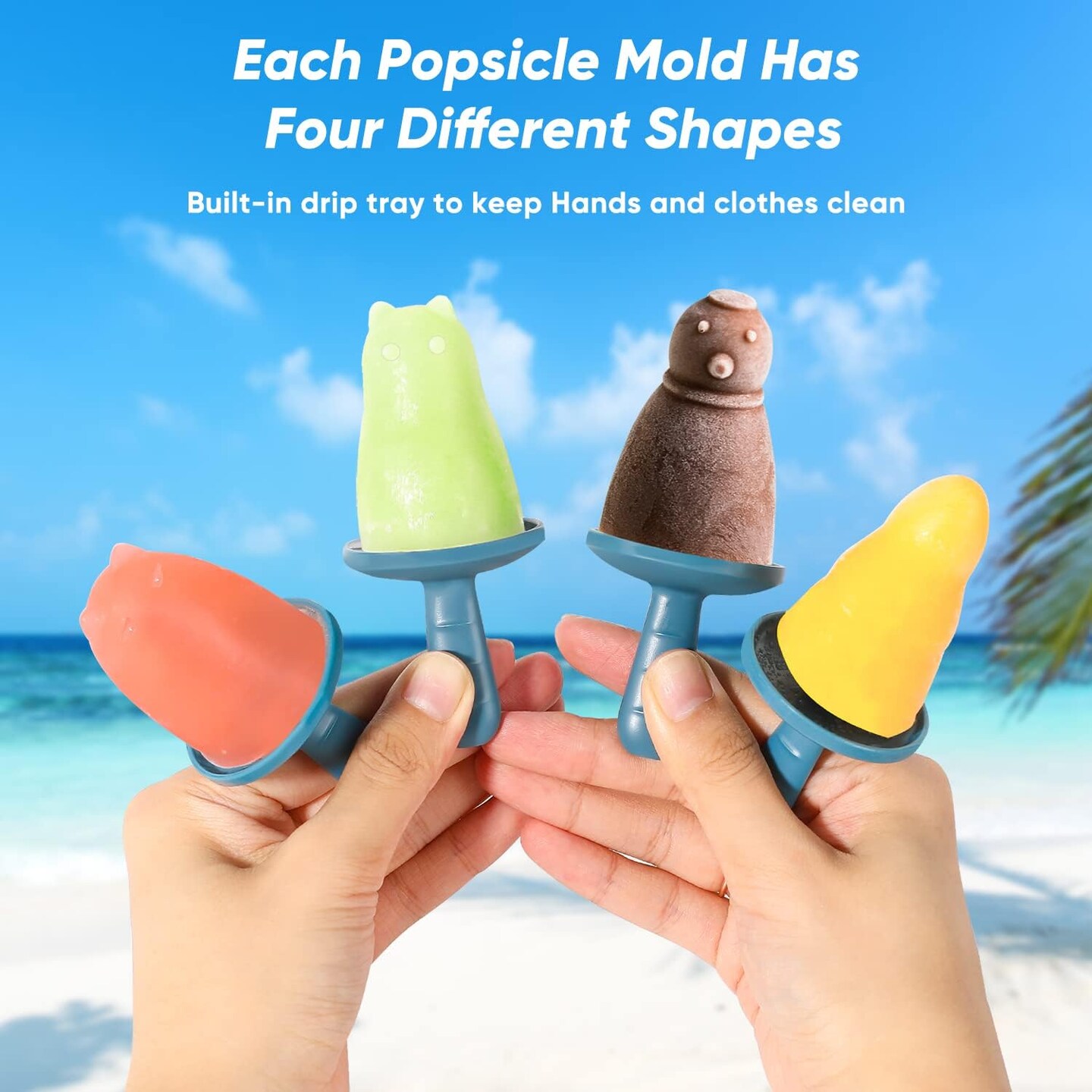 Popsicle Mold Set 4 Pieces Homemade Silicone Popsicle Maker Easy Release Ice Cream Molds Reusable DIY Pop Molds (Ice World, Green)