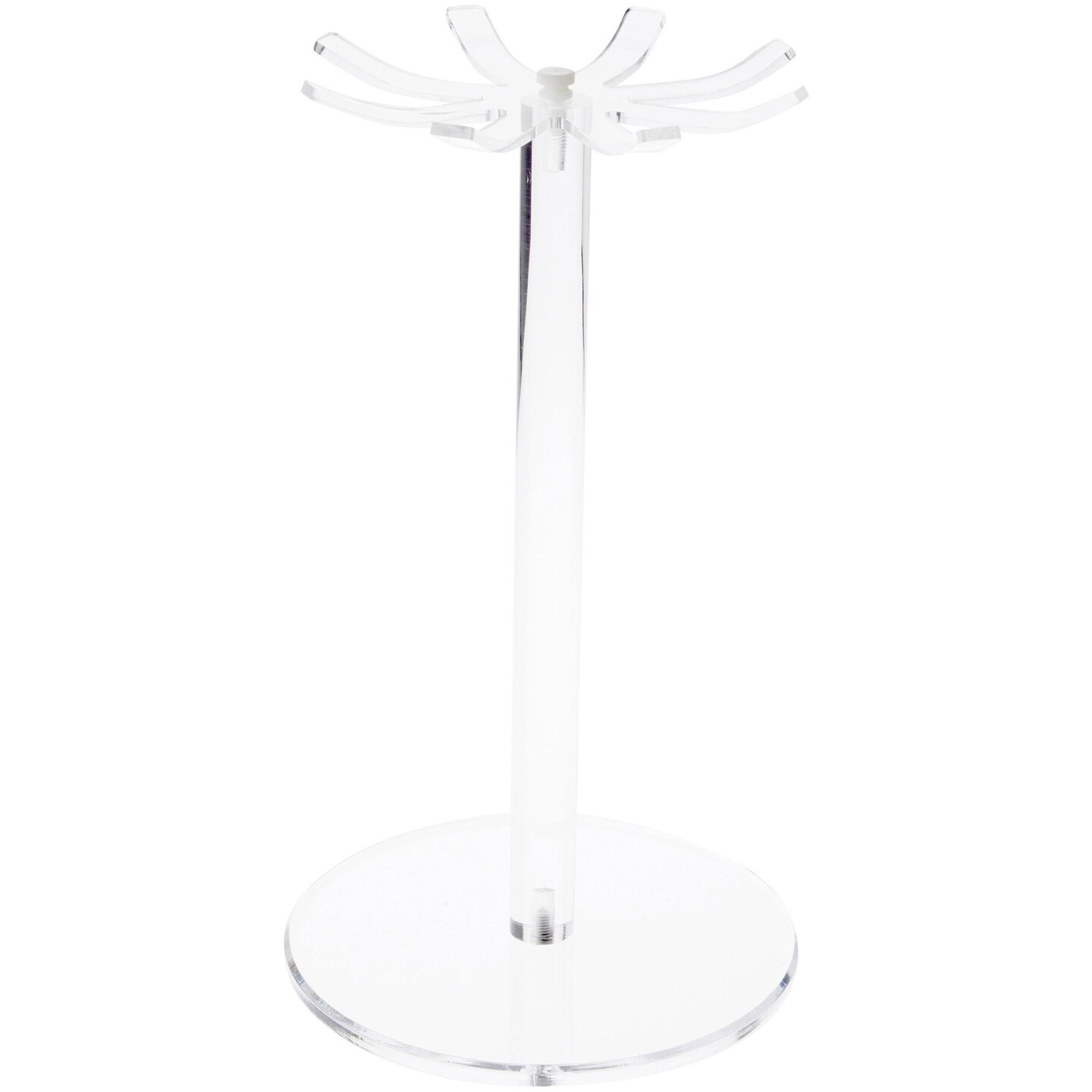 Plymor Clear Acrylic Rotating Necklace / Keychain Display Stand Holder, 13&#x22; H x 8&#x22; W x 8&#x22; D (Has 8 Hooks for Necklaces)