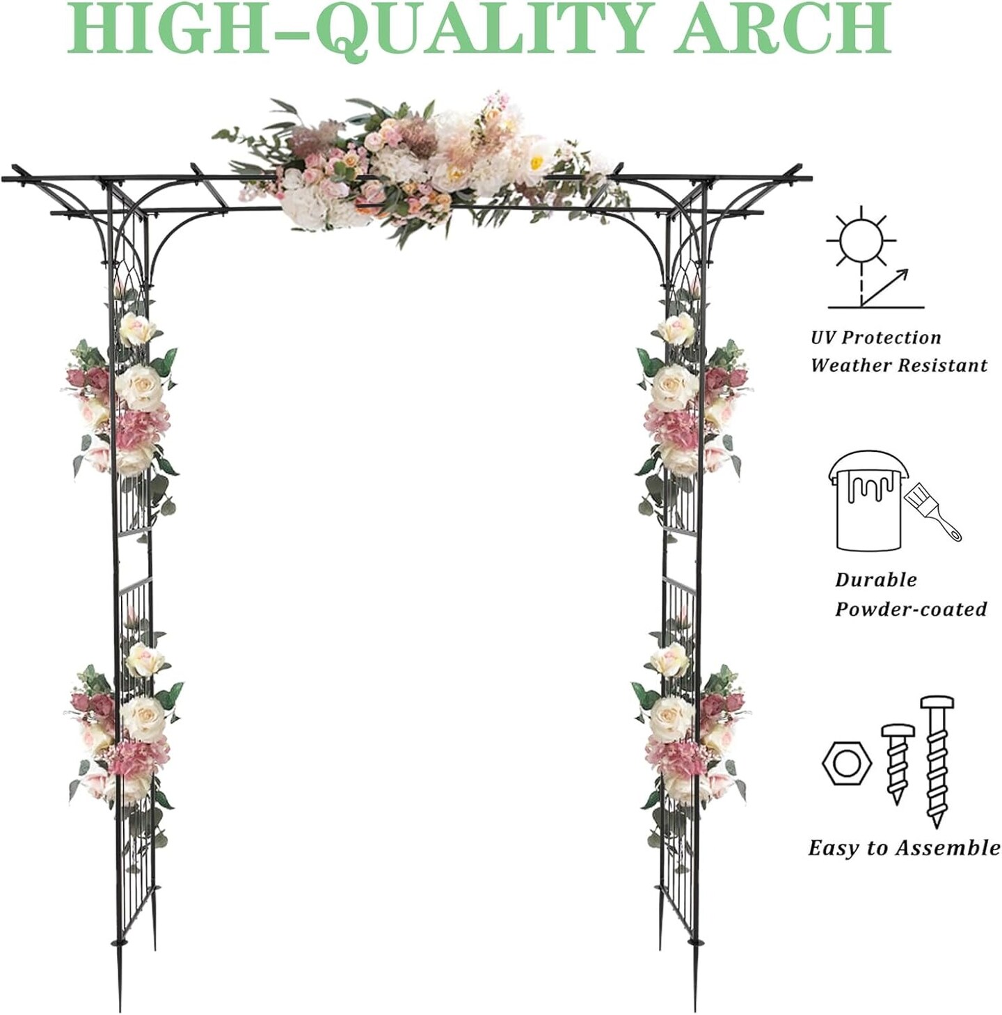 Flat Roof Wrought Iron Garden Arch Trellis Plant Climbing Frame