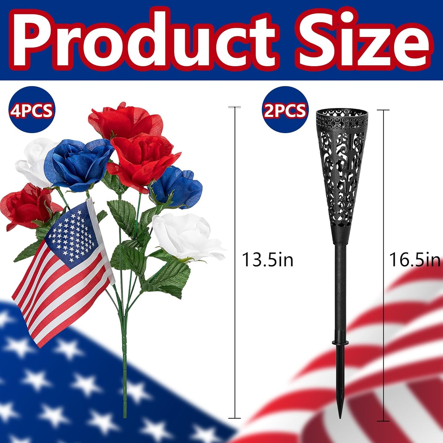 4 Bunches Memorial Day Artificial Flowers
