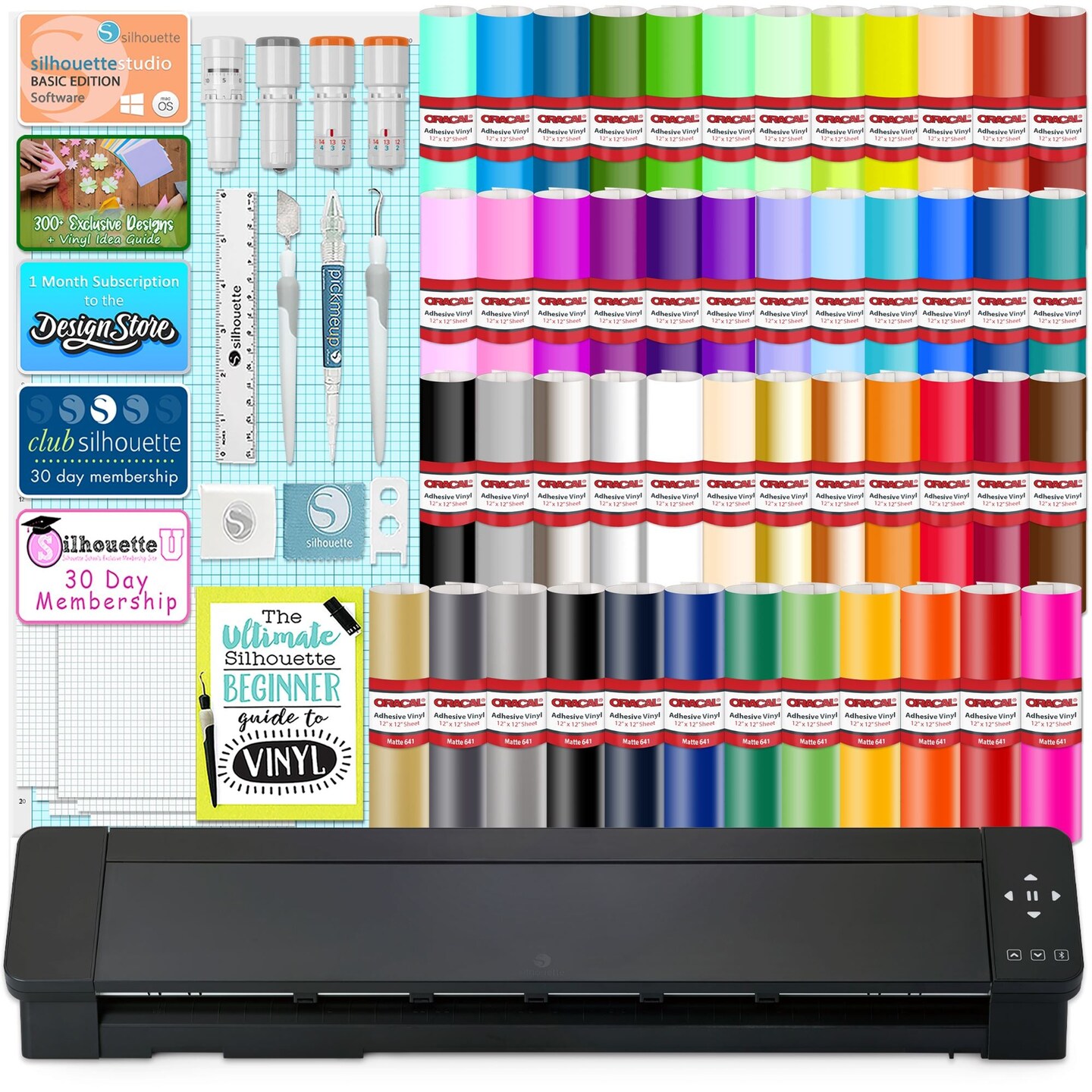 Silhouette Cameo PRO MK-II w/ 64 Oracal Vinyl Sheets, Blades, Tools, Guides