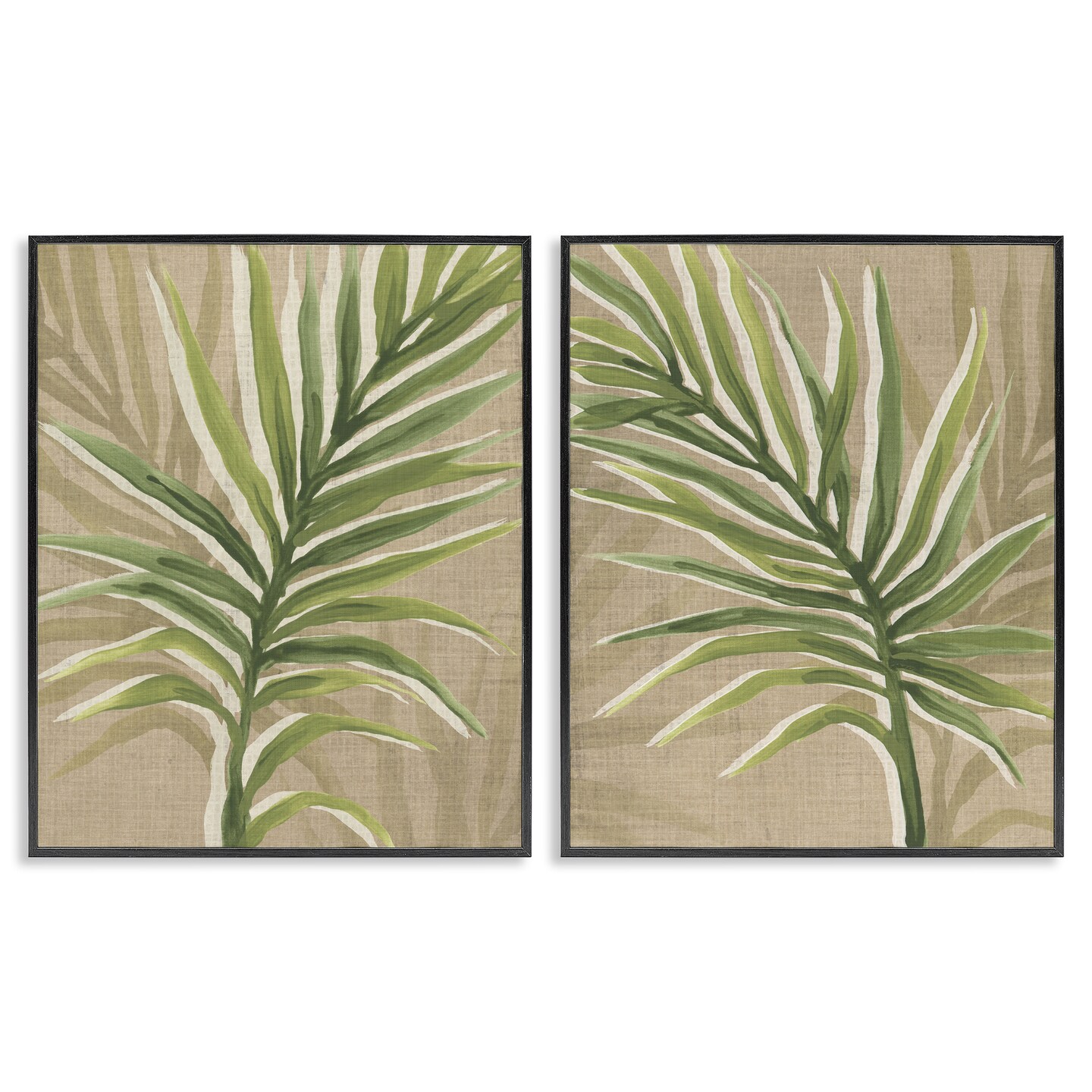 Stupell Industries Natural Palm Leaves 2pc Framed Giclee Set Design by June Erica Vess