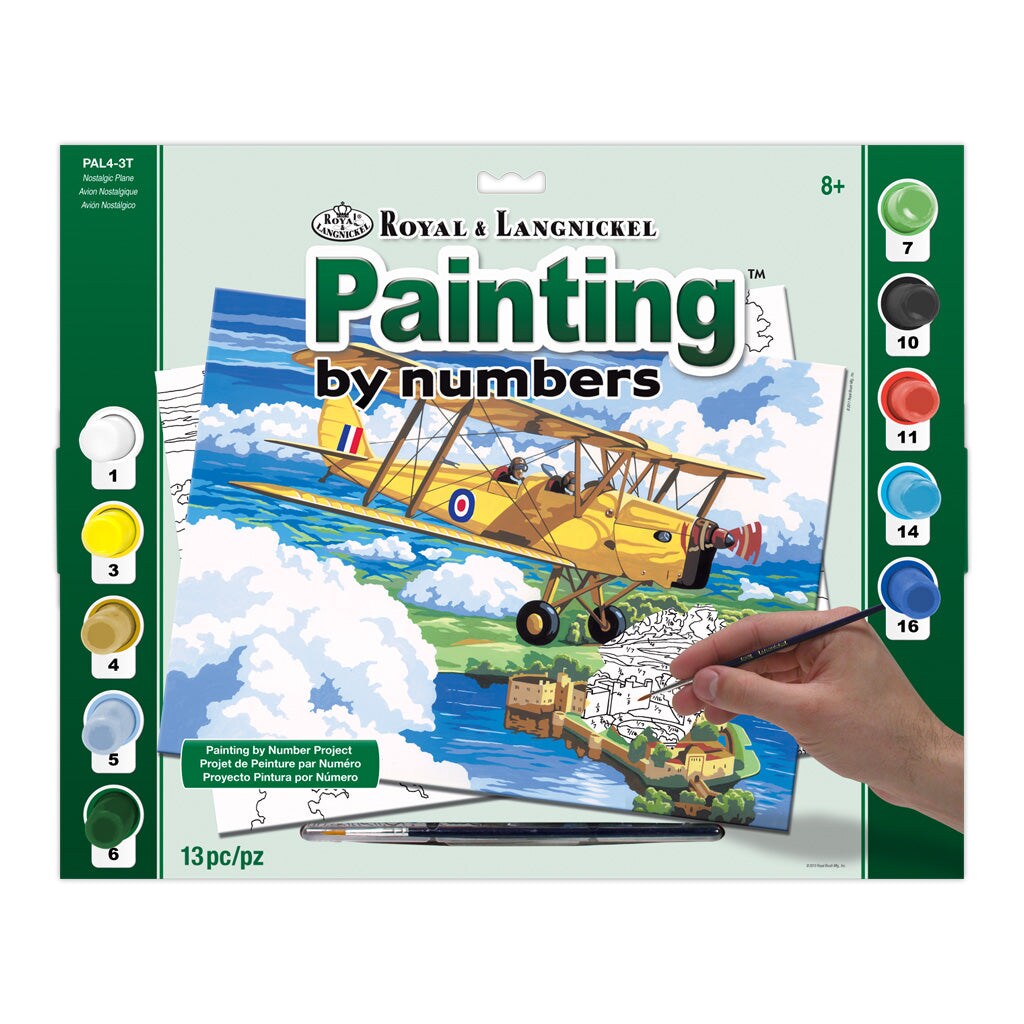 PAL4 | Painting by numbers&#x2122; 13pc 11.25&#x22; x 13.375&#x22; Nostalgic Plane Painting Project