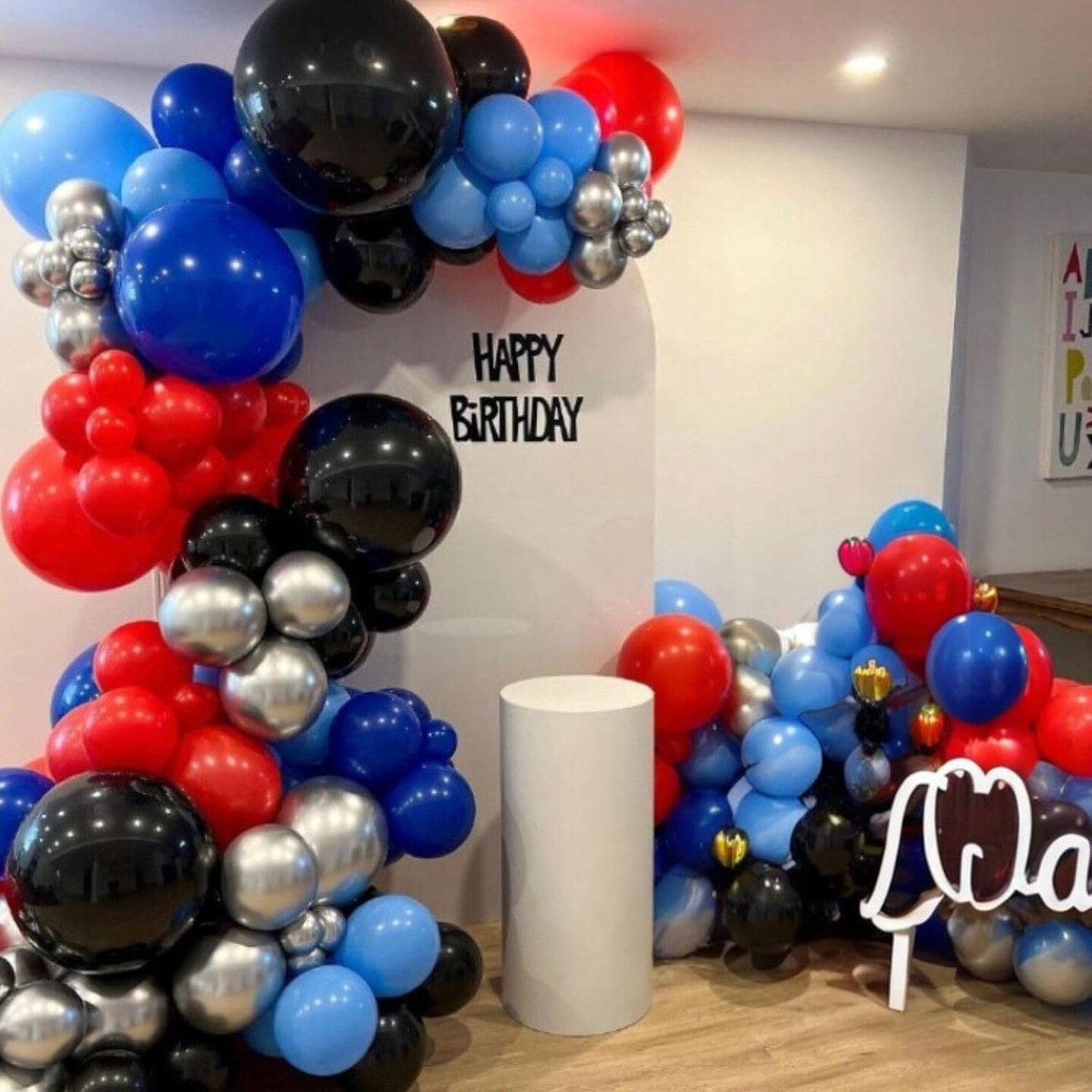 Red and Blue Balloons, 60 Pcs Red Black Blue Balloons, 12 Inch Metallic Silver Latex Balloon Helium Blue Confetti Balloon for Graduation Baby Shower Boys Kids Birthday Party Decorations