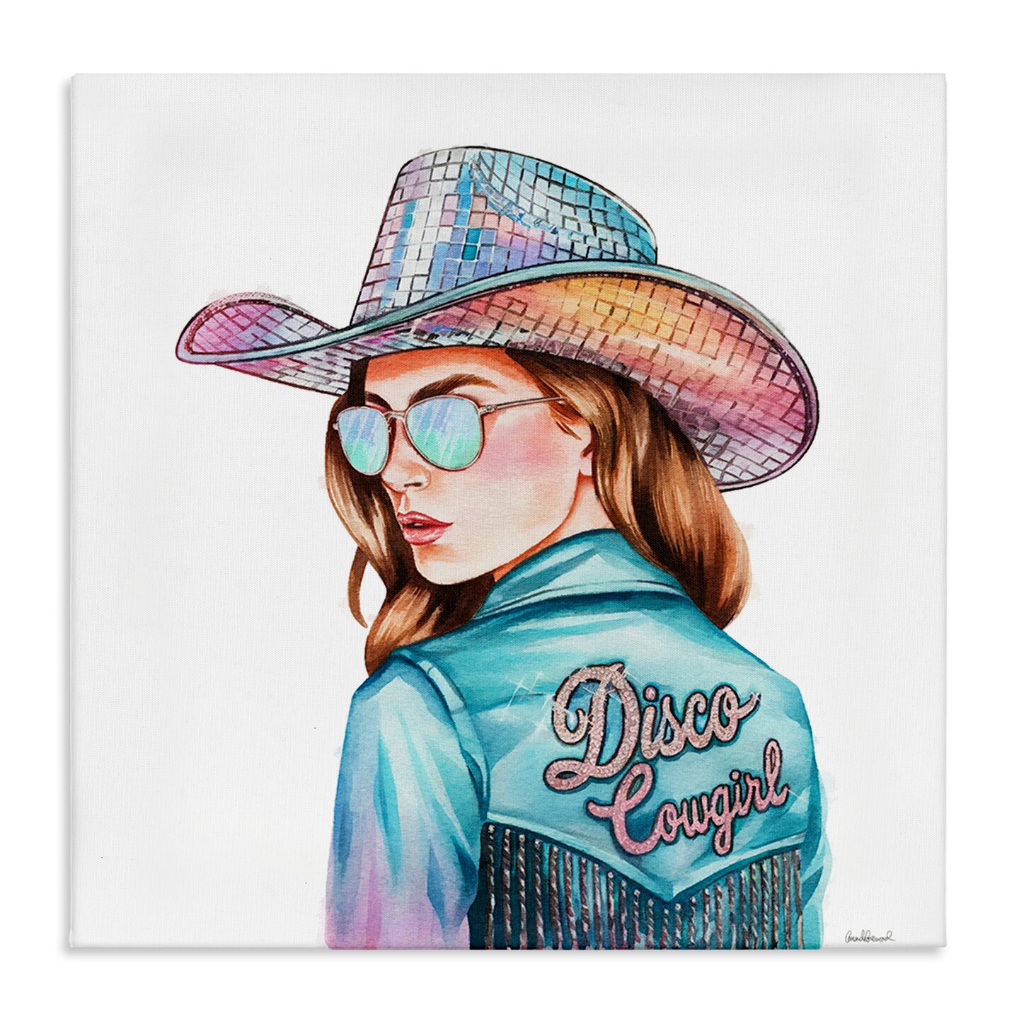 Stupell Industries Disco Cowgirl Portrait Canvas Design by Amanda Greenwood