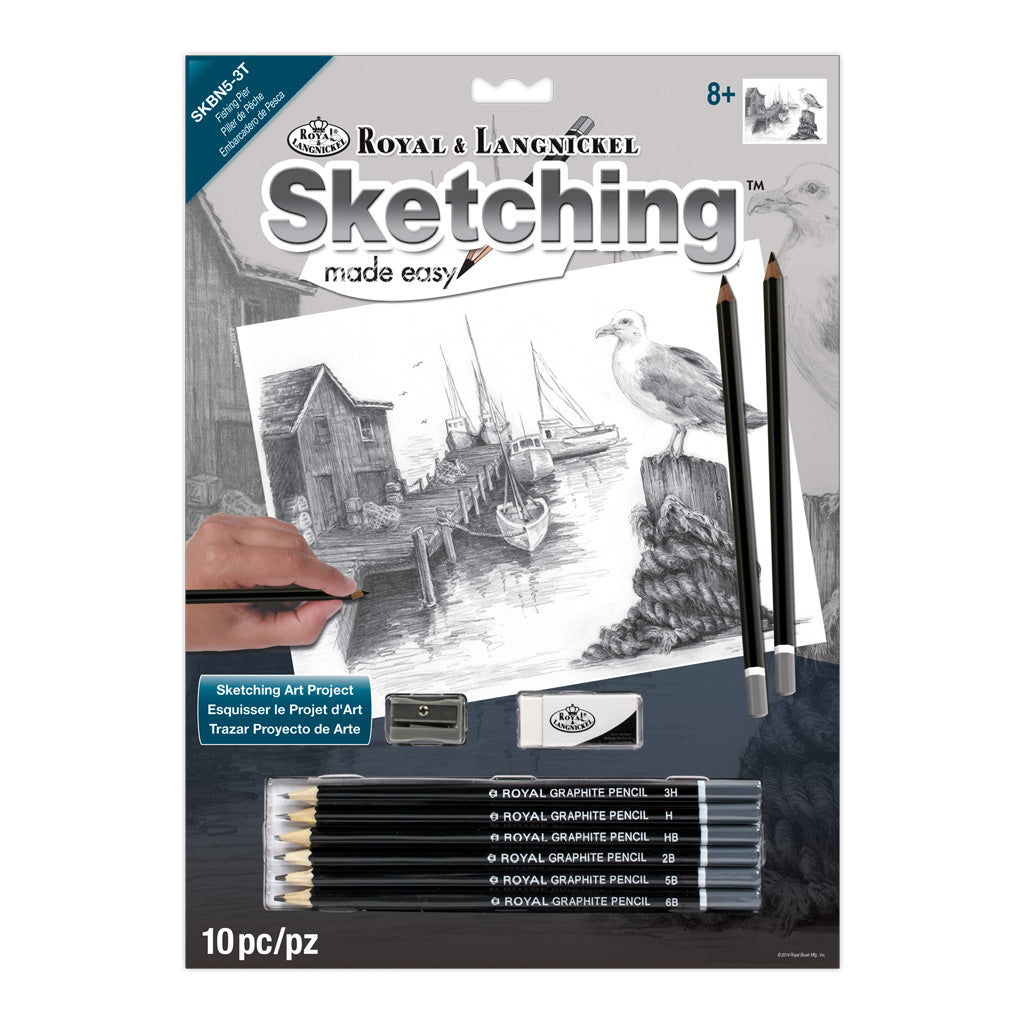 SKBN5 | Sketching Made Easy™ Fishing Pier 10pc 8.75" x 11.75" Sketching Art Project