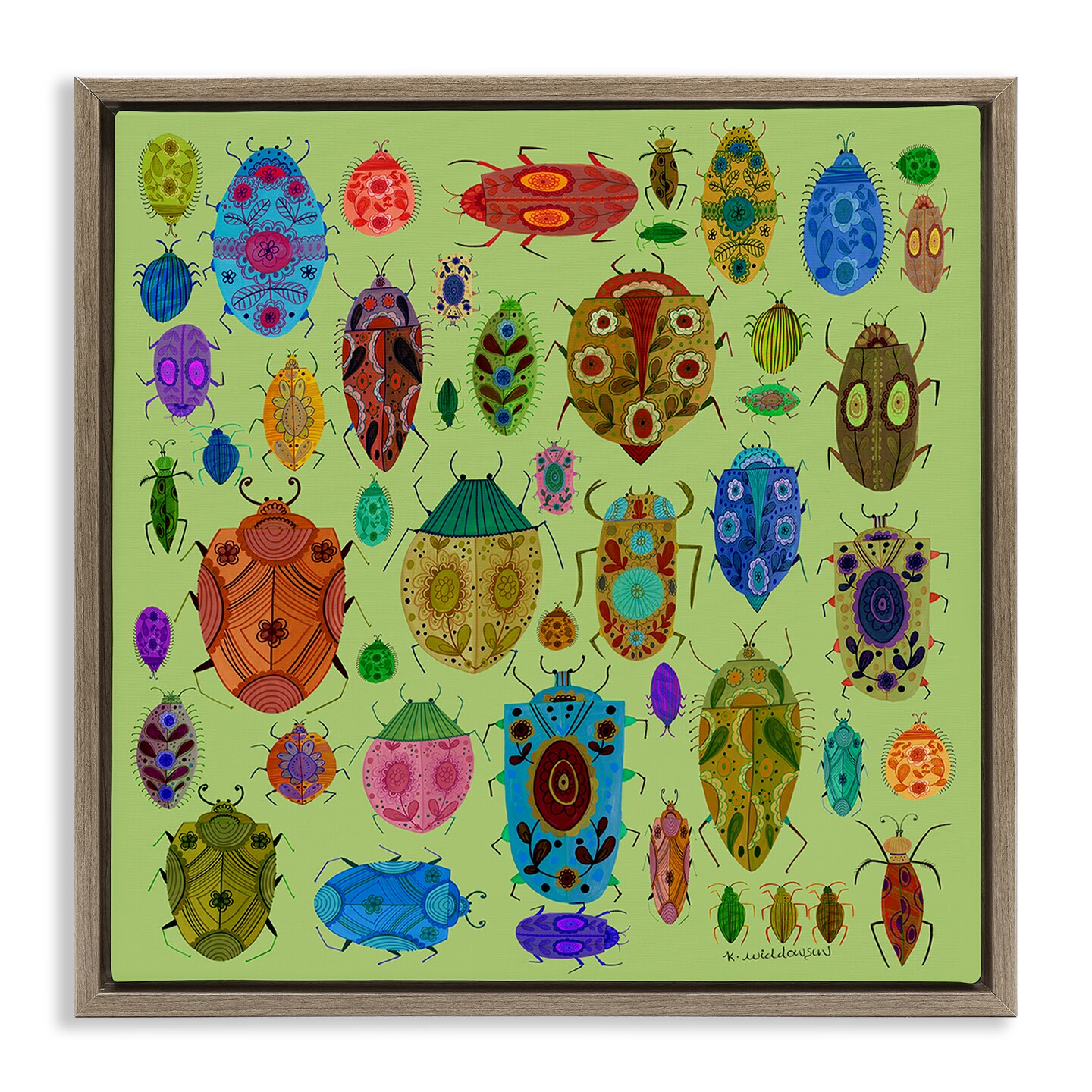 Stupell Industries Flowery Bugs &#x26; Insects Floating Frame Design by Kay Widdowson