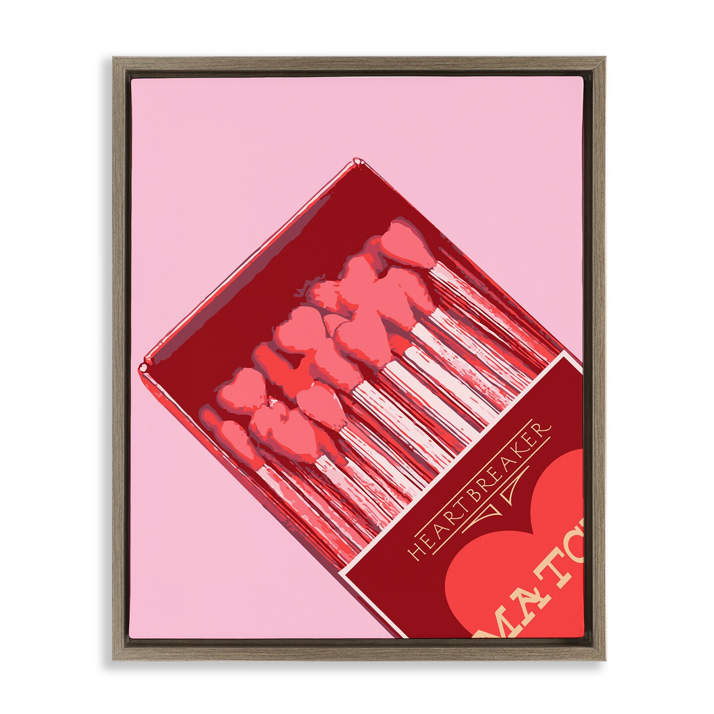 Stupell Industries Pink Heart Shaped Matches Floating Frame Design by Lil&#x27; Rue