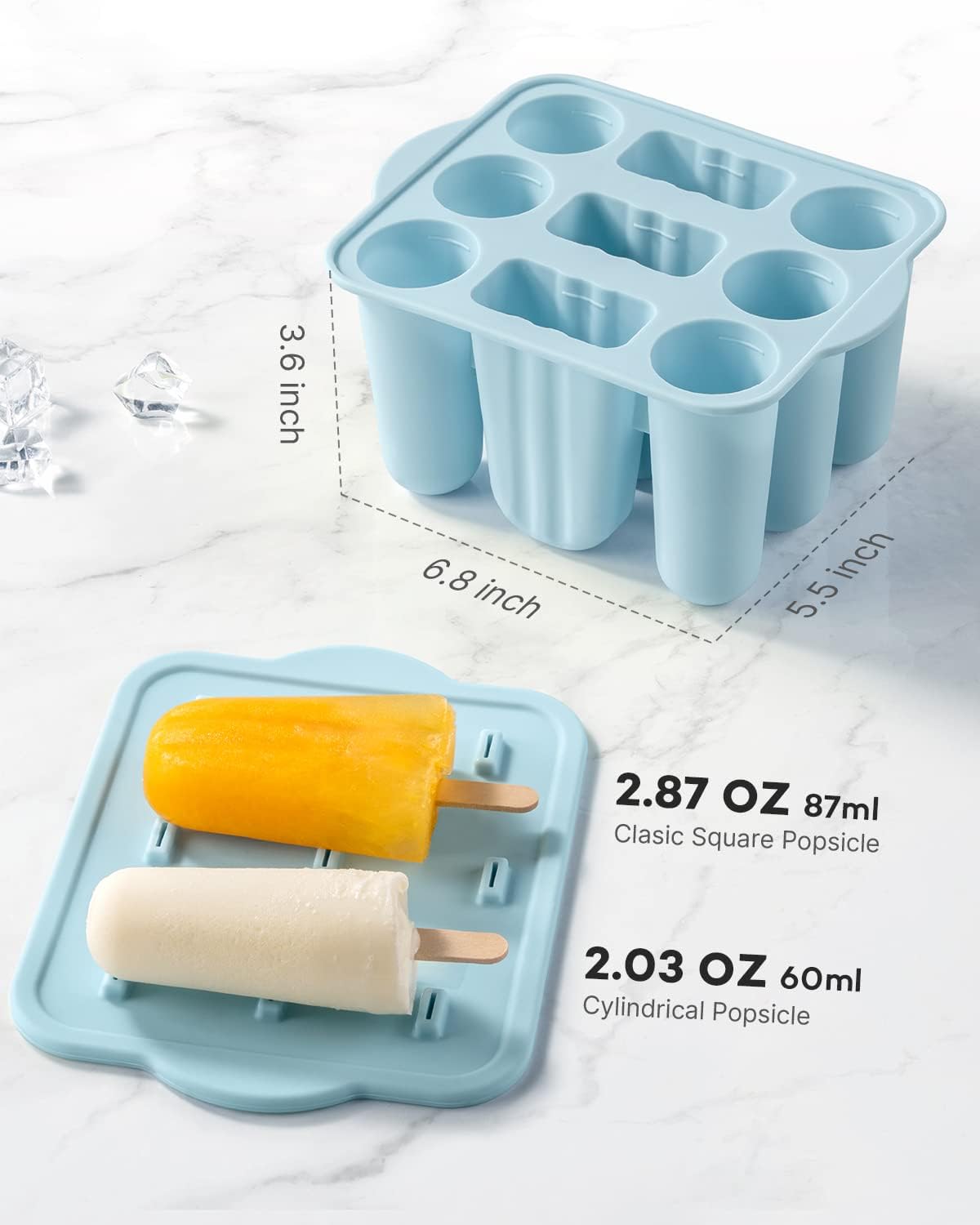 Popsicle Molds for Kids, 9 Pieces Popsicles Molds Silicone BPA