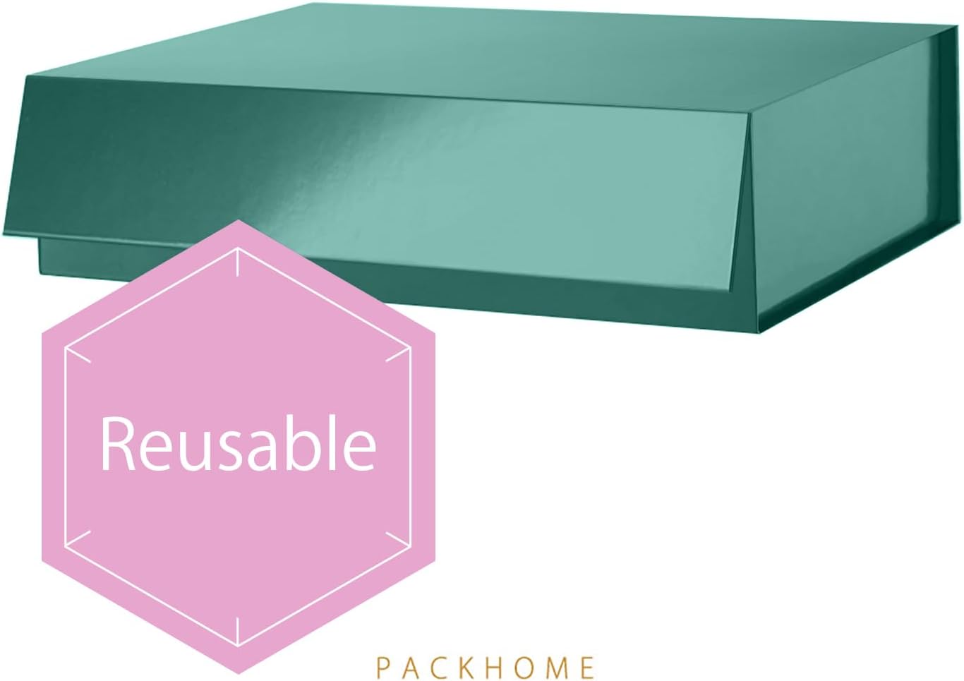 6 Large Gift Boxes 13.5x10x3.5 Inches, Sturdy Shirt Boxes with Magnetic Lids for Multiple Occasions (Glossy Green)