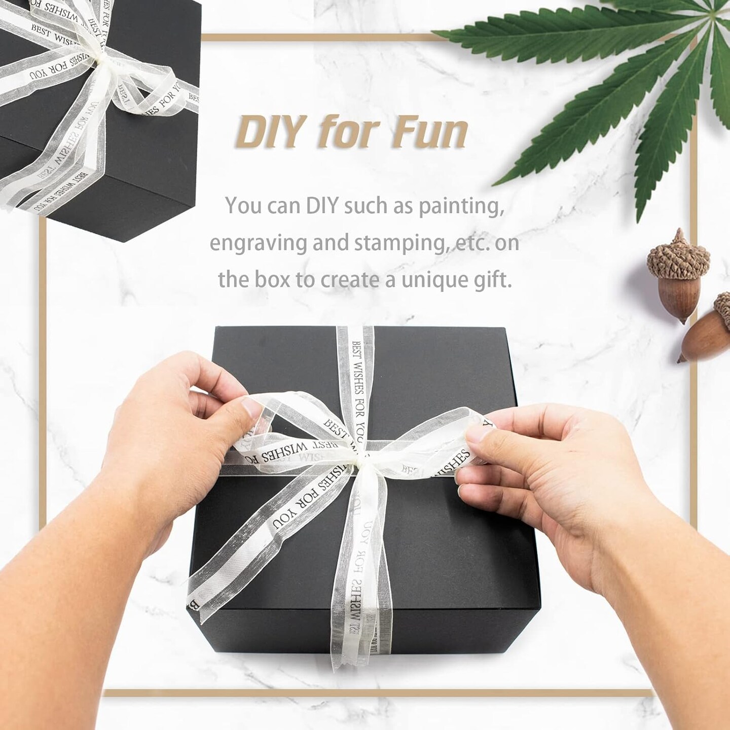 10 Pack of Black Gift Box with Lid, Recyclable Paper Suitable for Wedding, Festivals, Gifts, Graduation, Birthday
