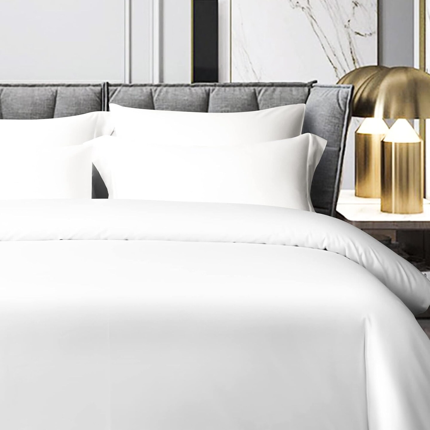 Cotton Standard Pillow Shams - 500 Thread Count Egyptian Cotton 20x26 Sham Covers, 2 Pack Super Soft and Breathable 20x26 Inches Oxford Pillowcases, White