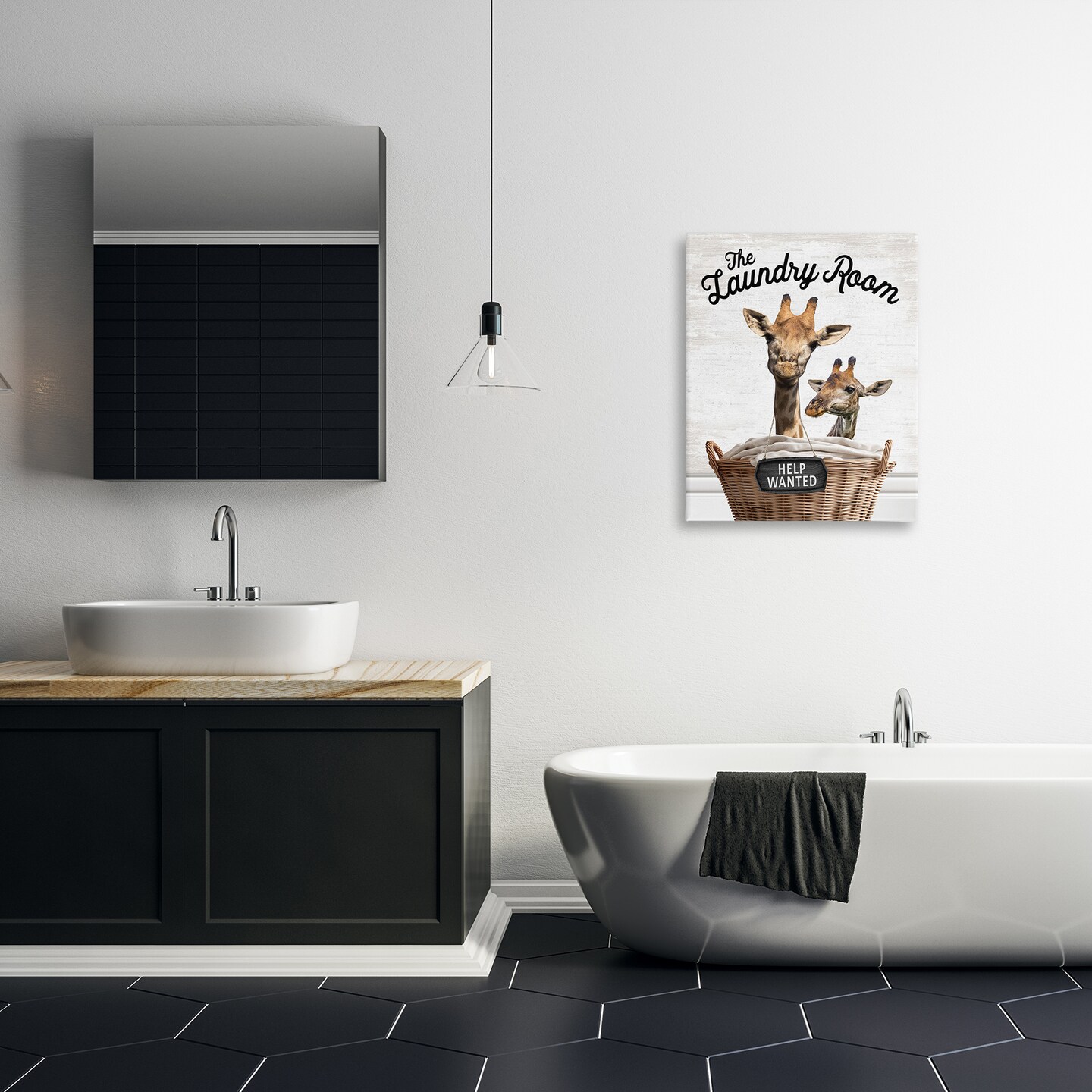 Stupell Industries Help Wanted Laundry Room Giraffes Canvas Design by Lettered and Lined