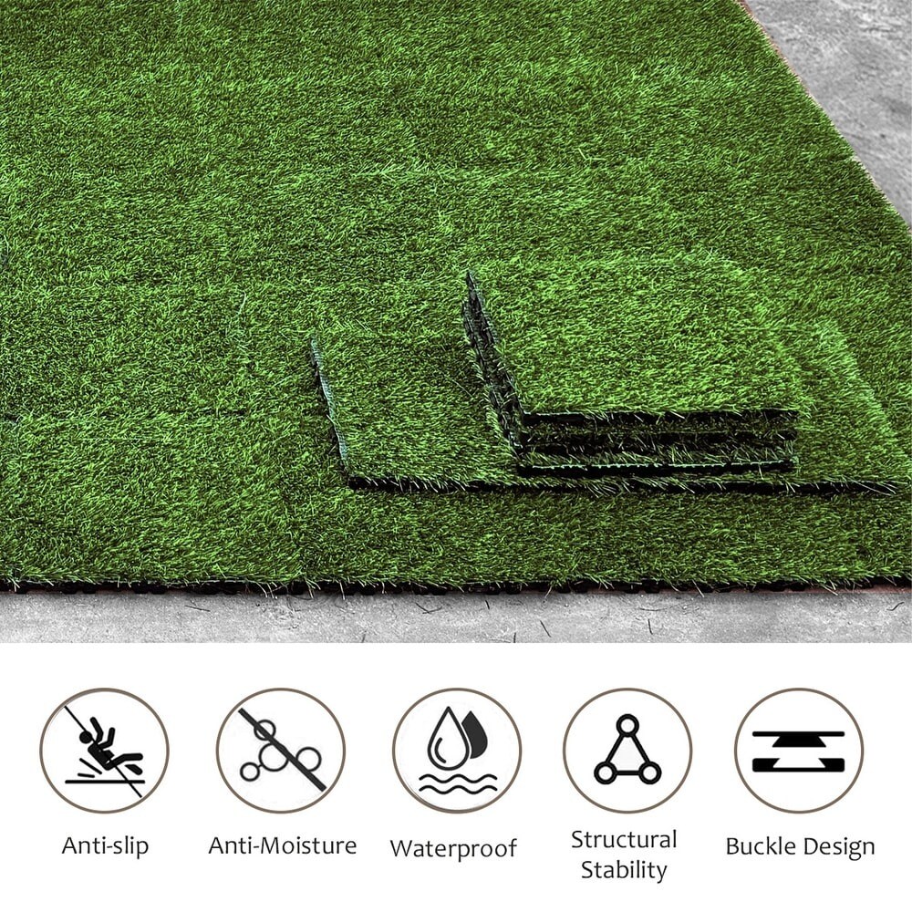 35ct 12" Artificial Grass Self-Draining Interlocking Turf Tiles