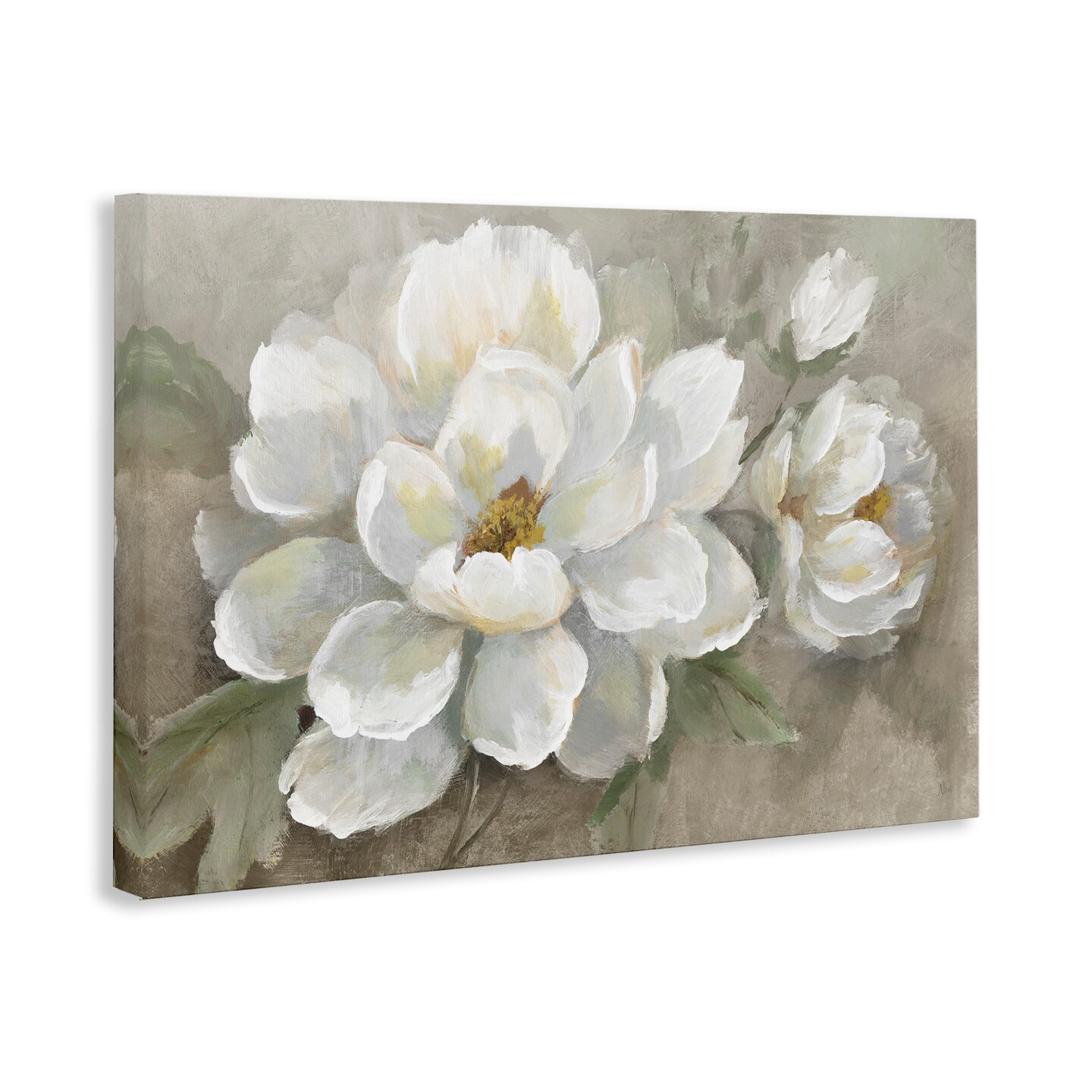 Stupell Industries Blooming Magnolias on Beige Canvas Design by Nan