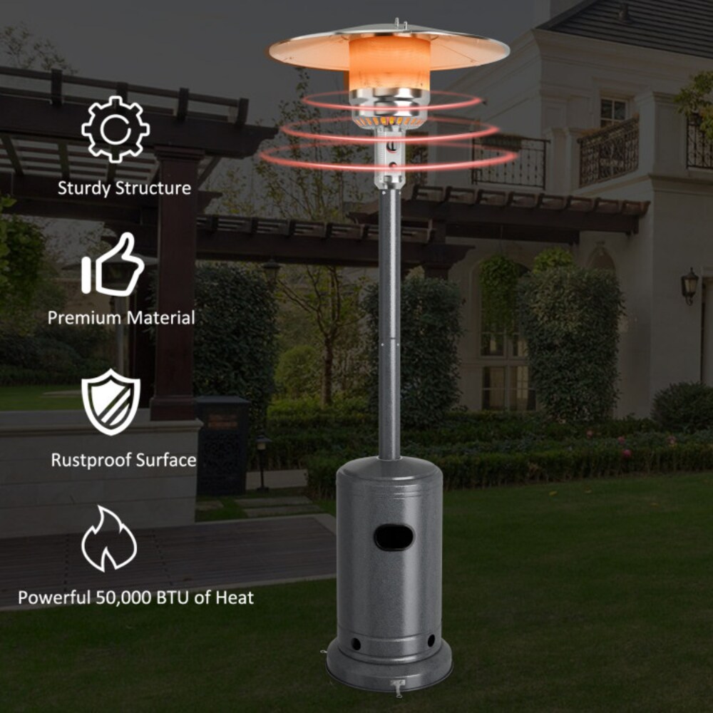 50000 BTU Stainless Steel Propane Outdoor Heater with Trip Over Protection and 2 Handles