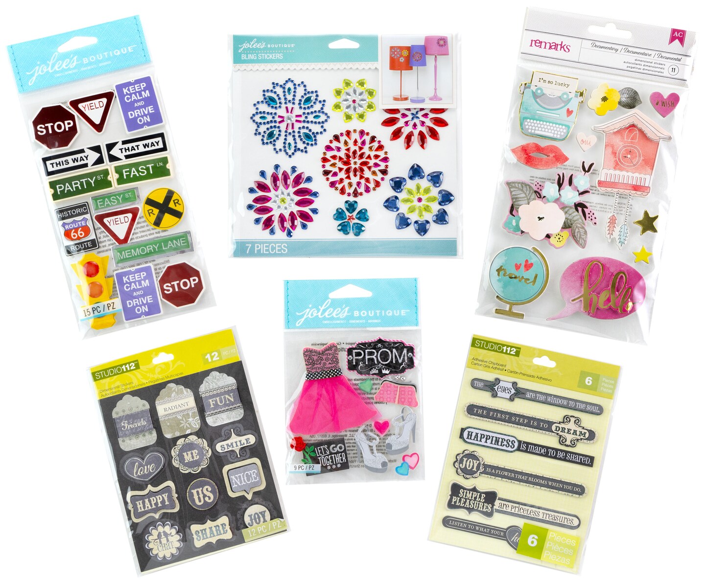 American Crafts Stickers 120/PKG-Assorted Styles