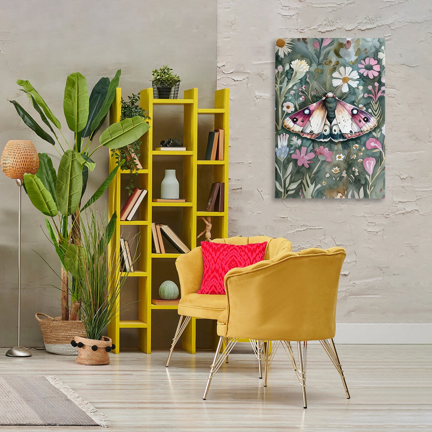 Stupell Industries Beautiful Moth over Florals Canvas Design by The Dutch Lady