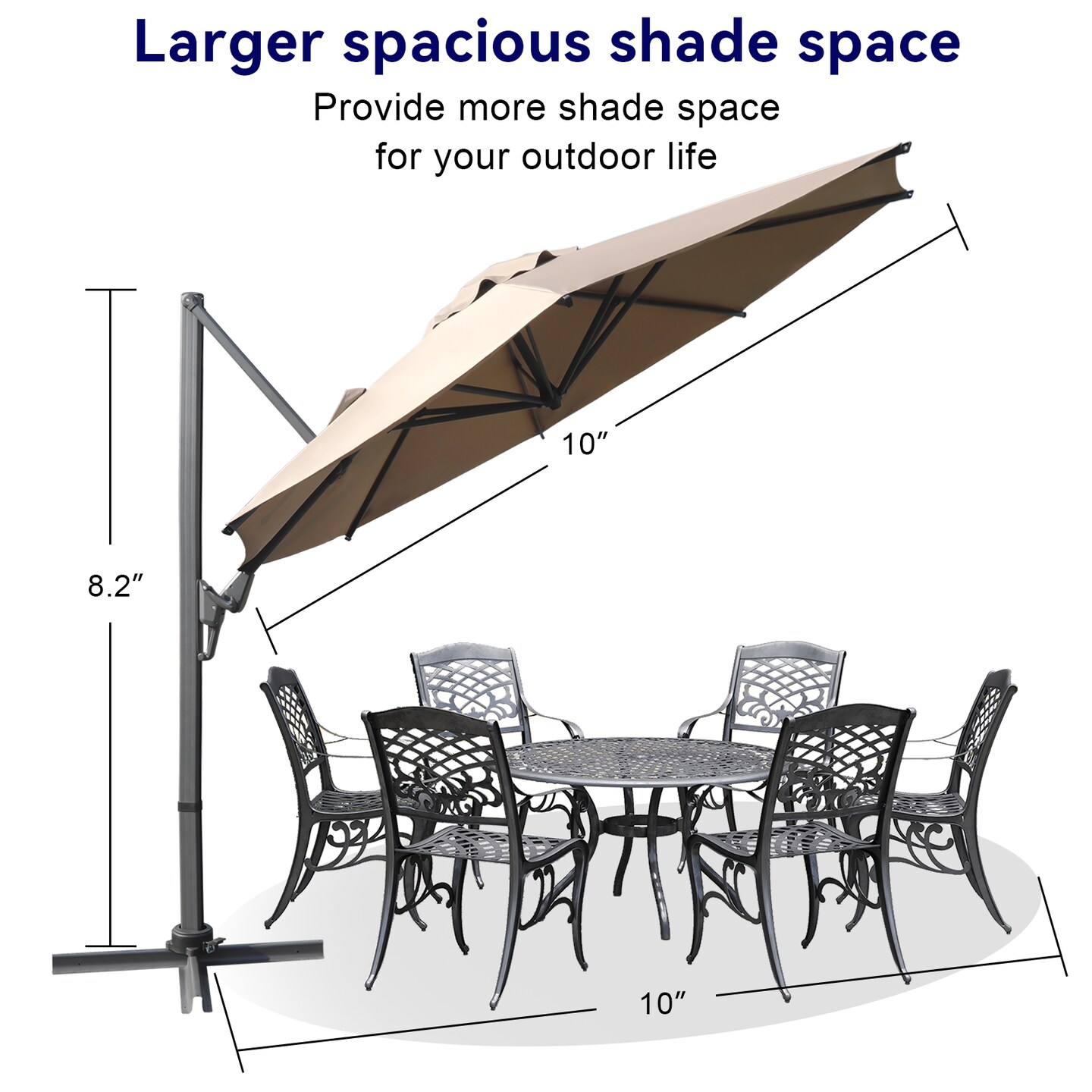 10ft Cantilever Patio Umbrella Outdoor, Windproof Large Offset Umbrella with 360&#xB0;Rotation and Tilt Adjustment,Heavy Duty Outdoor Sun Umbrellas for Garden Decks, Patios, Patio Pools &#xFF08;Beige&#xFF09;