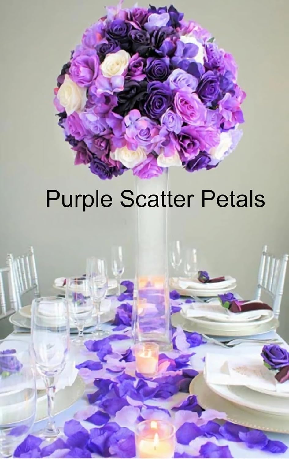 900 PCS Black Dark Purple Silver Artificial Flower Rose Petals Confetti Wednesday Party Table Scatters Girls Women Birthday Wedding
