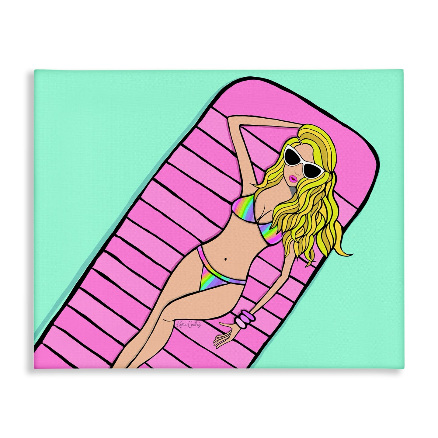 Stupell Industries Trendy Girl on Pool Float Canvas Design by Katie Conley