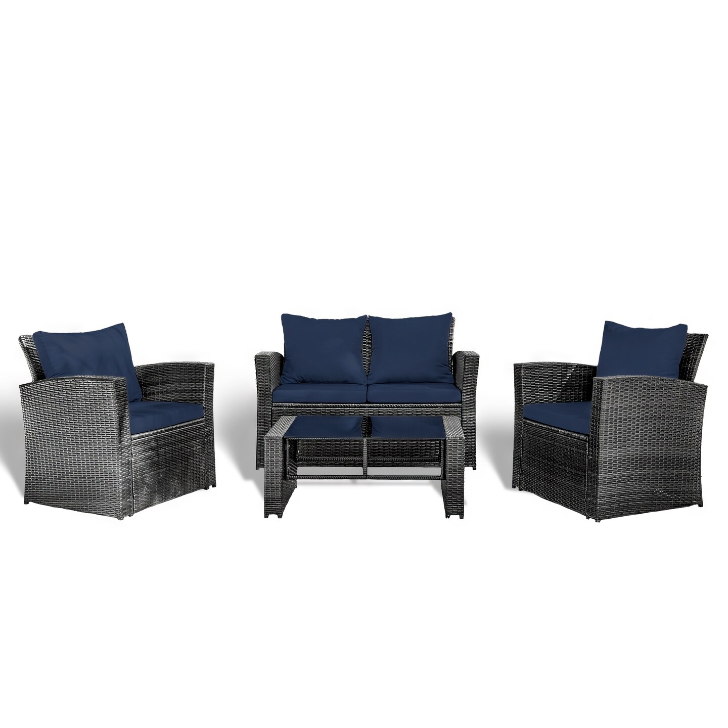 Nestl 4 Piece Premium Patio Furniture Wicker Conversation Set