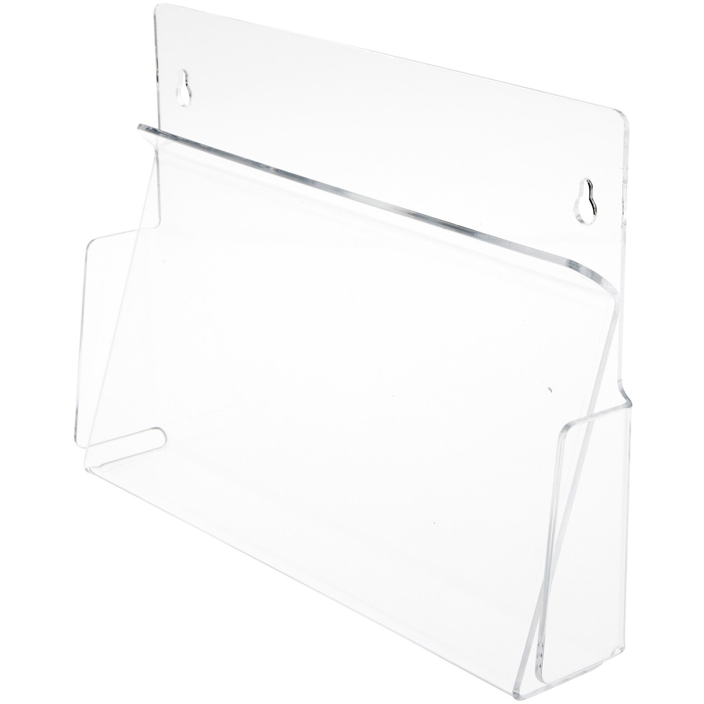 Plymor Clear Acrylic Horizontal Pinch-Style Paper Literature Holder (Wall Mount), Fits 8.5" x 11" Documents