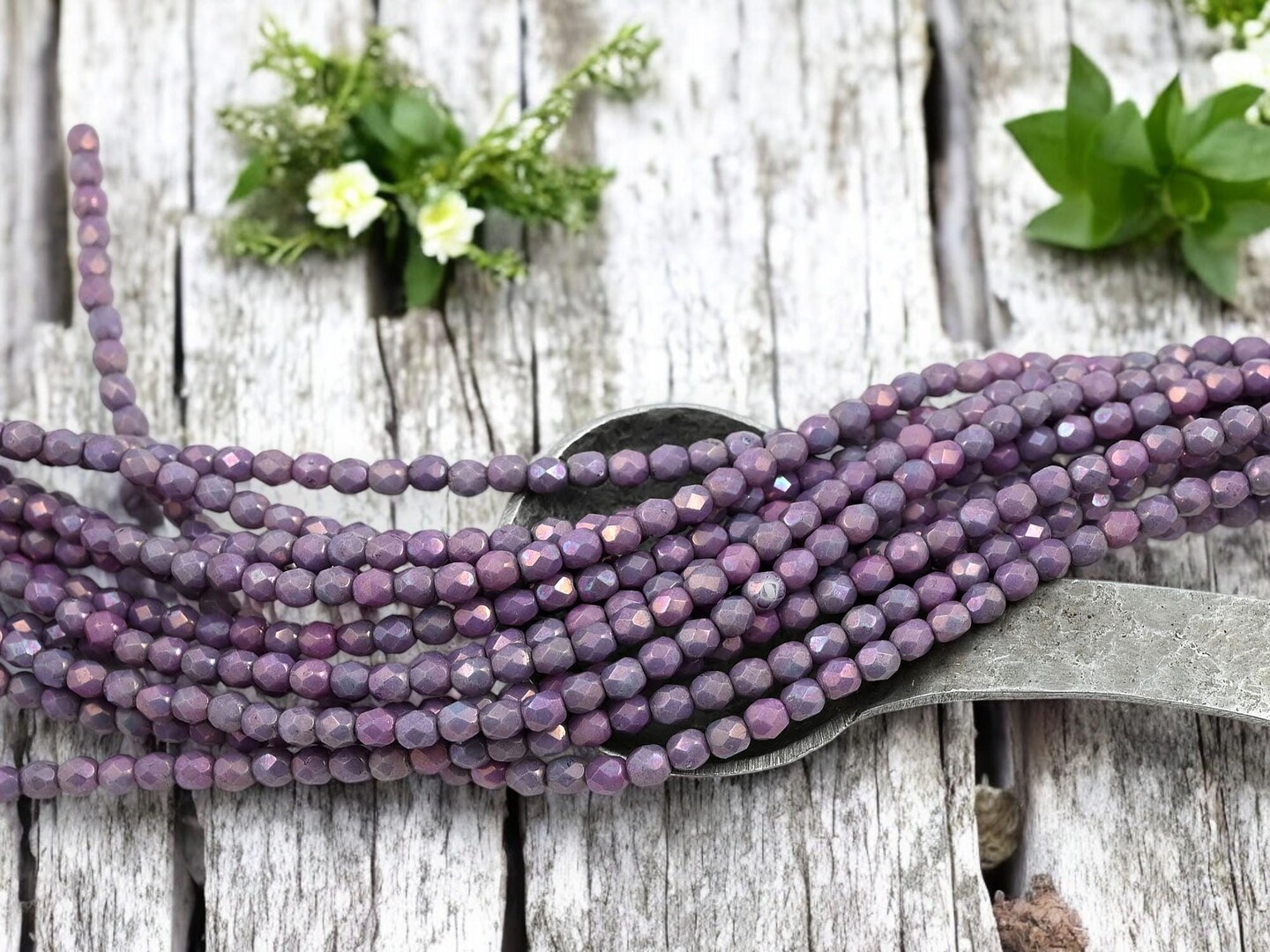 *50* 4mm Luster Opaque Amethyst Fire Polished Round Beads