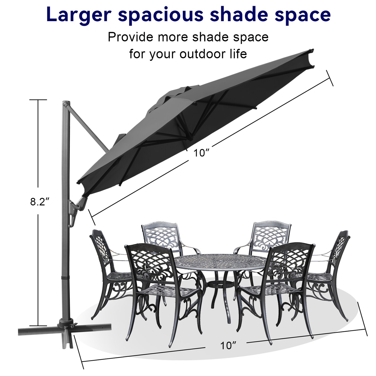 10ft Cantilever Patio Umbrella Outdoor, Windproof Large Offset Umbrella with 360&#xB0;Rotation and Tilt Adjustment,Heavy Duty Outdoor Sun Umbrellas for Garden Decks, Patios, Patio Pools &#xFF08;Gray&#xFF09;