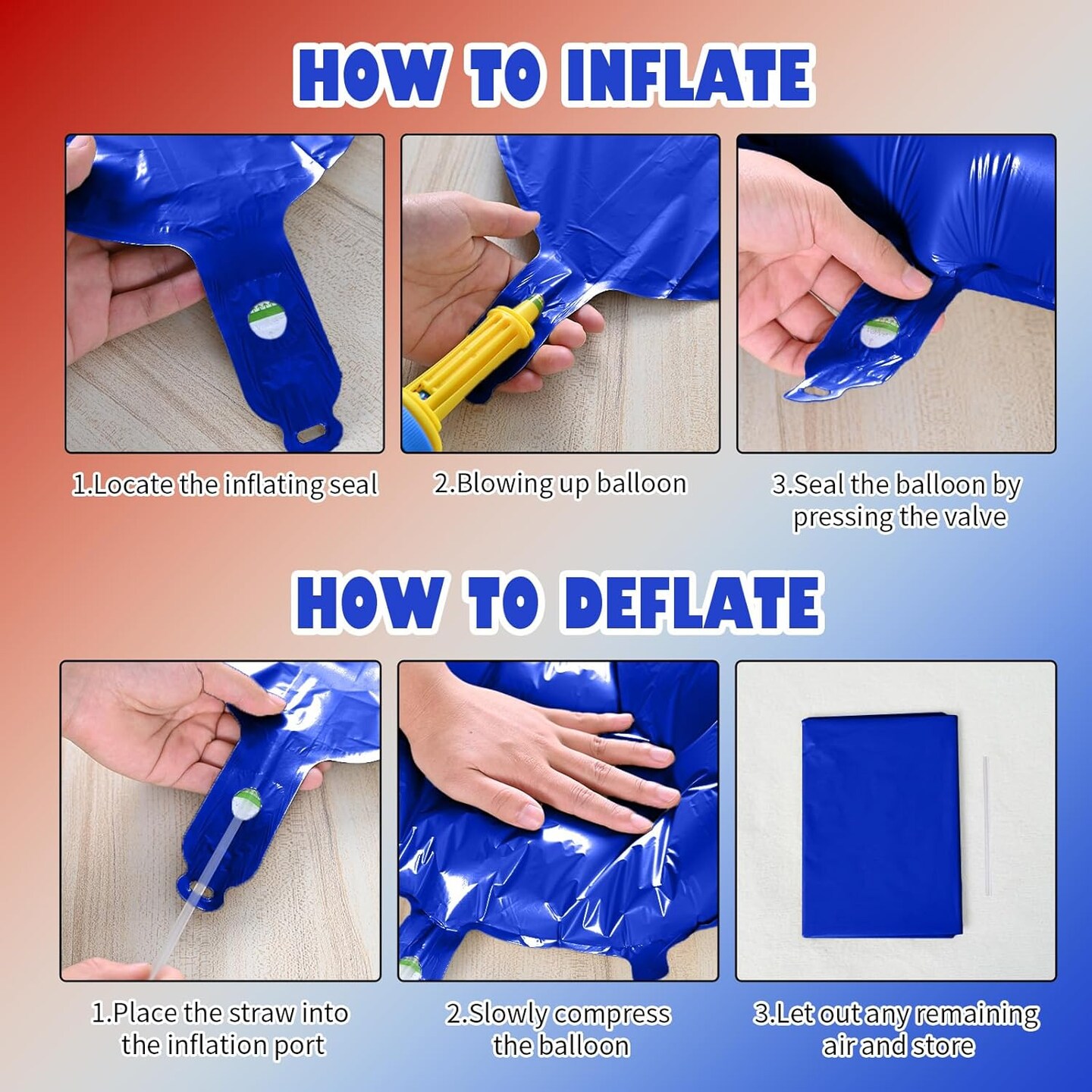 Star Balloons, 22in Red White and Blue Explosion Star Balloons Foil 10in 4-Pointed & Pentagram Balloon for 4th of July Independence Day Birthday Party Patriotic Decoration