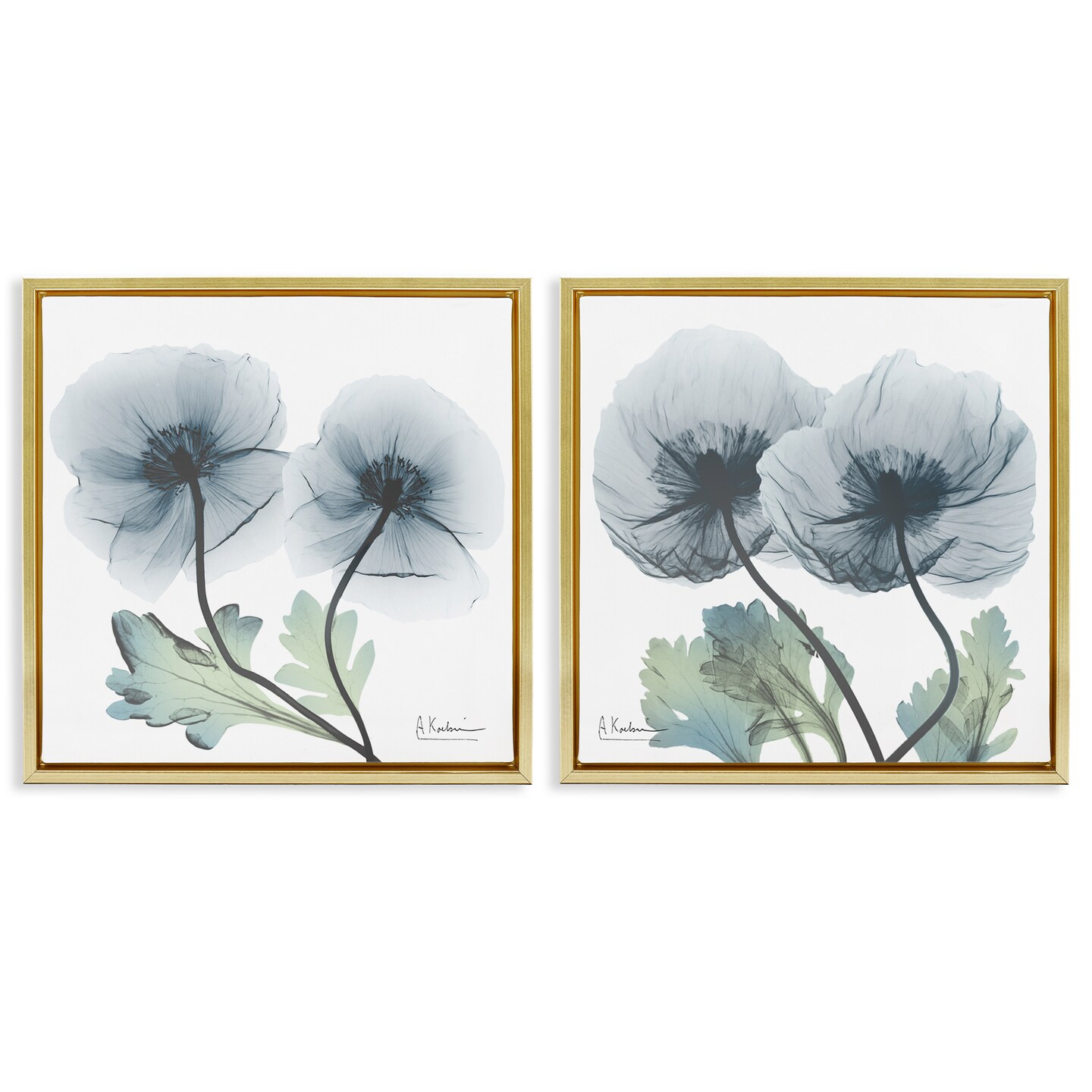 Stupell Industries Luminous Sapphire Florals 2pc Floating Frame Set Design by Albert Koetsier