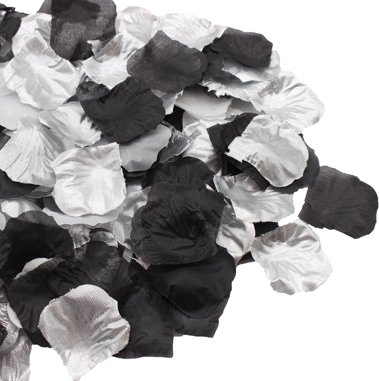 900PCS Silver Black White Artificial Flowers Silk Rose Petals Flower Girl Scatter Petals for Wedding