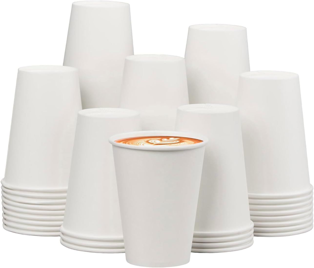 12 oz 300 Pack Paper Cups, Summer Party Tableware, Hot Beverage Drinking Cups, White Paper Hot Disposable Cups, Suitable for Party, Picnic, Travel, and Events