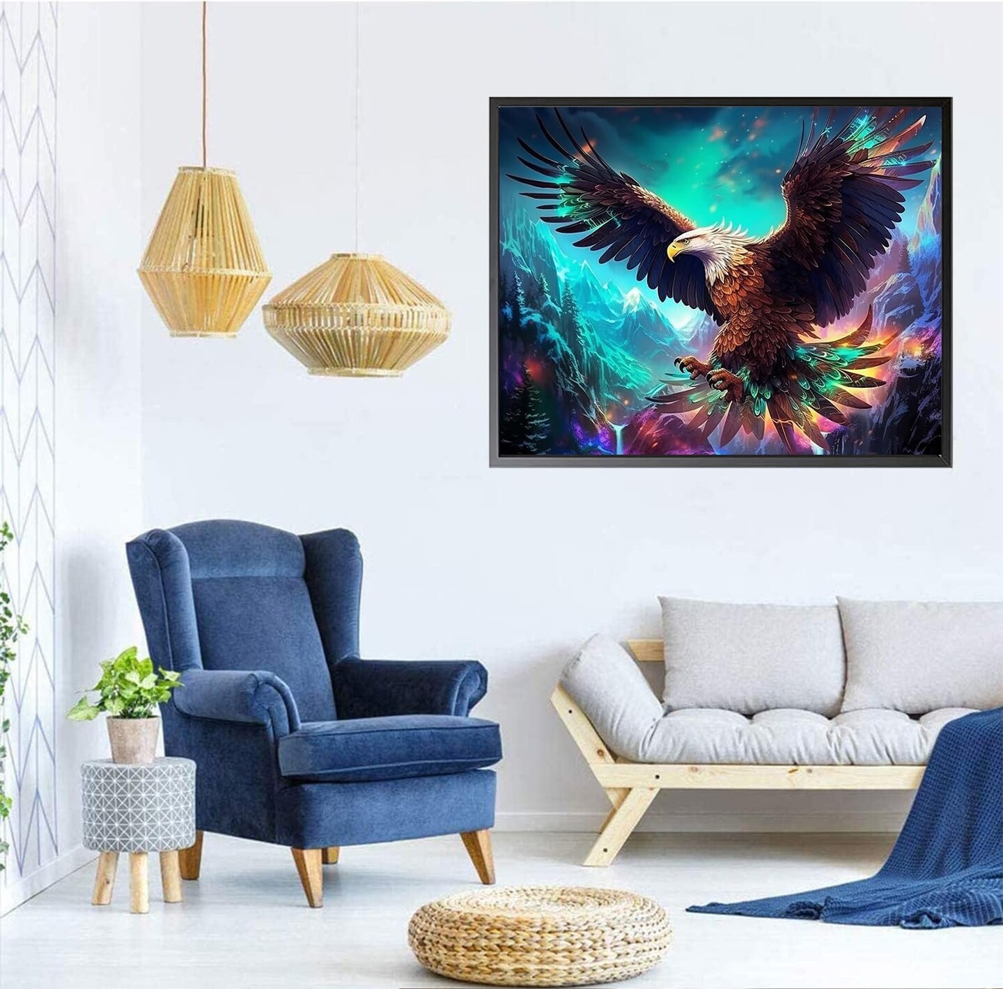Diamond Painting Kits for Adults, Eagle 5D DIY Diamond Art Kits Full Drill Diamond Dots for Gift Wall Decor and Relaxation Gem Arts 12x16 inch