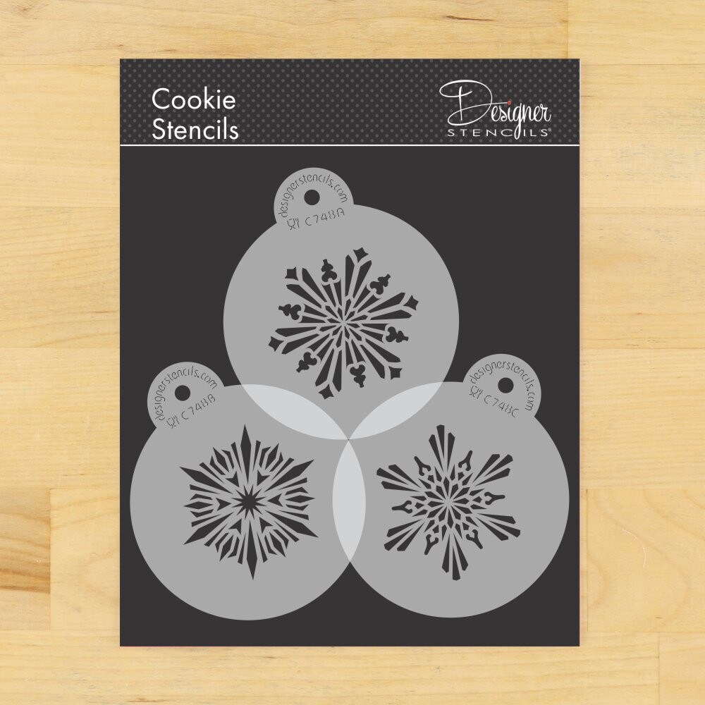 Small Crystal Snowflakes Cookie Stencil #3 | C748 by Designer Stencils |