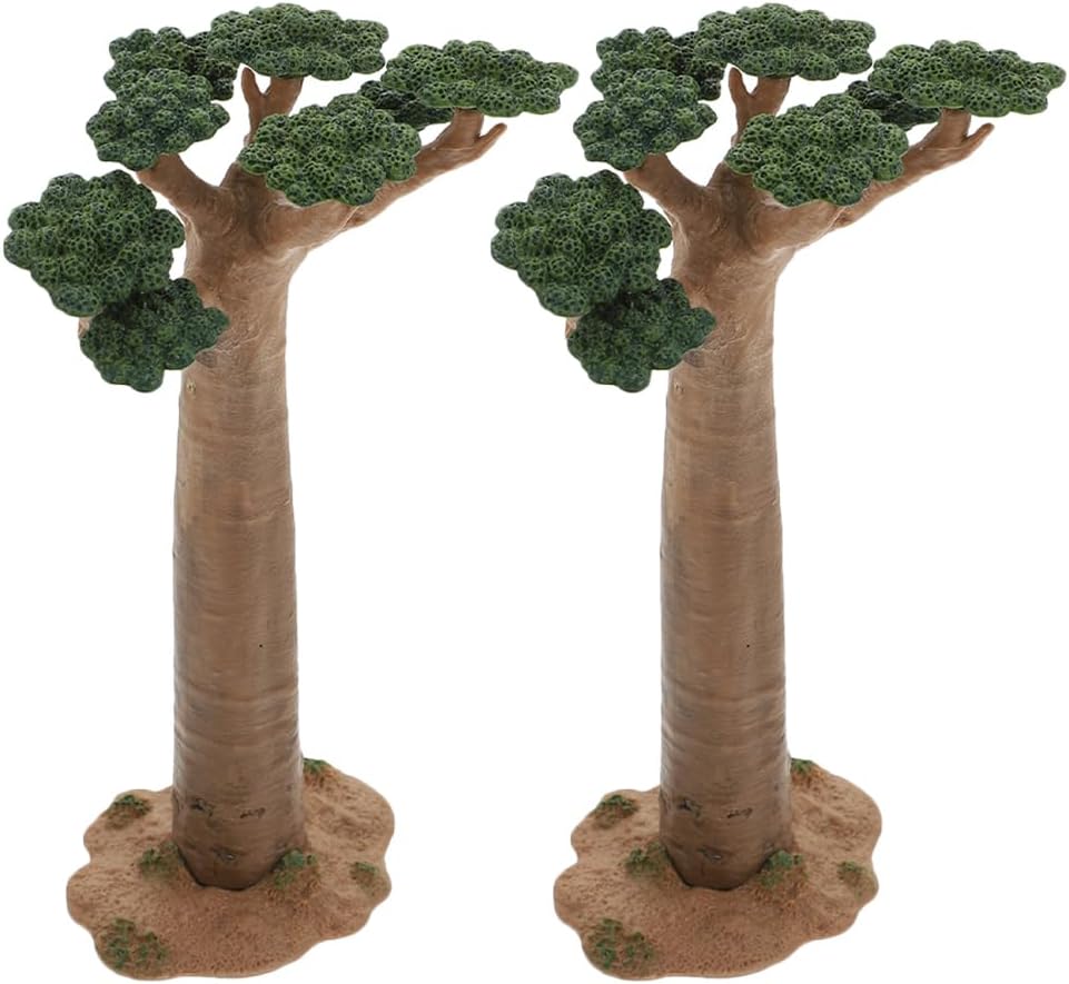 2-Piece Mini Baobab Trees – Artificial Model Trees for DIY Crafts, Train Scenery, Zen Gardens, Sand Tables, and Miniature Decorations