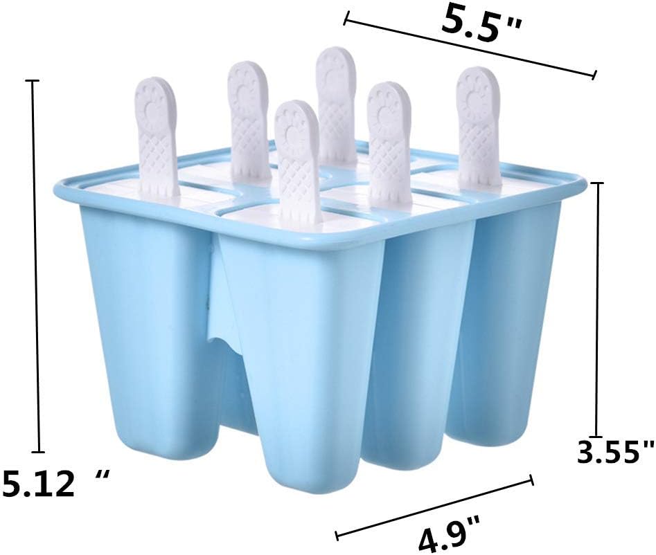 Popsicle Mould&#xFF0C;Popsicle Maker Popsicle Molds 6 Pieces Silicone Ice Pop Molds BPA Free Popsicle Mold Reusable Easy Release Ice Pop Make (Blue)