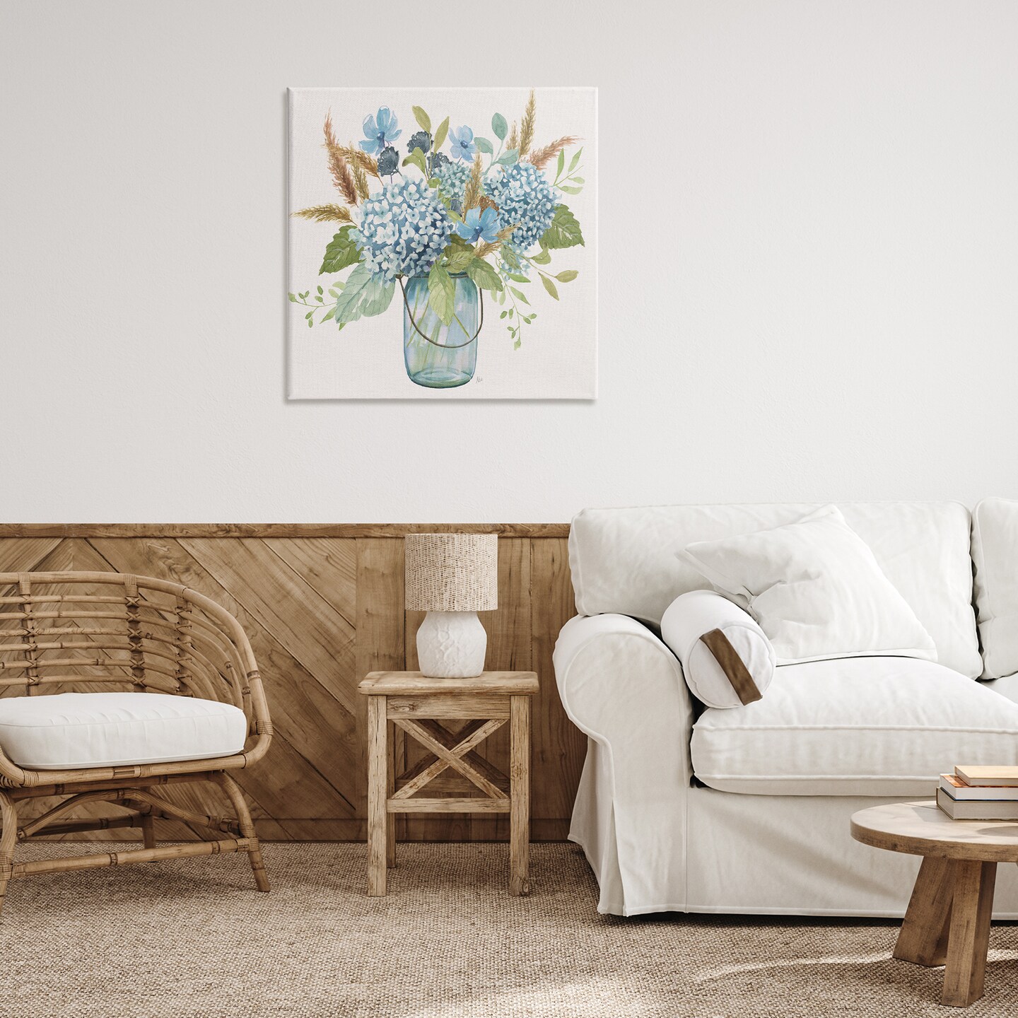 Stupell Industries Hydrangea in Mason Jar Canvas Design by Nan