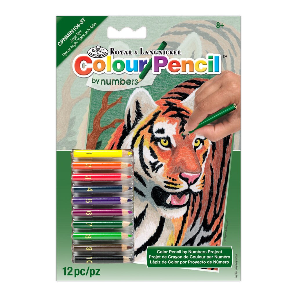 CPNMIN-104 | Colour Pencil by numbers™ 12pc 5" x 7" Jungle Tiger Project